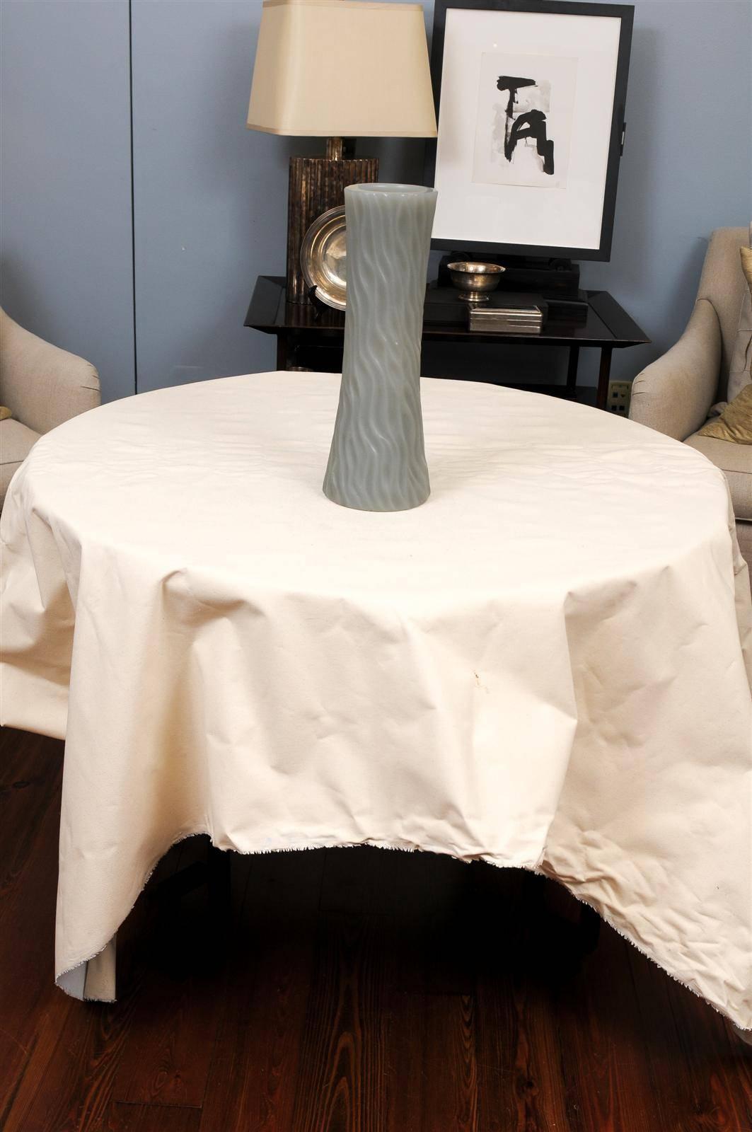 Robert Kuo Grey Cylindrical Carved Wave Design Vase In Good Condition For Sale In Atlanta, GA
