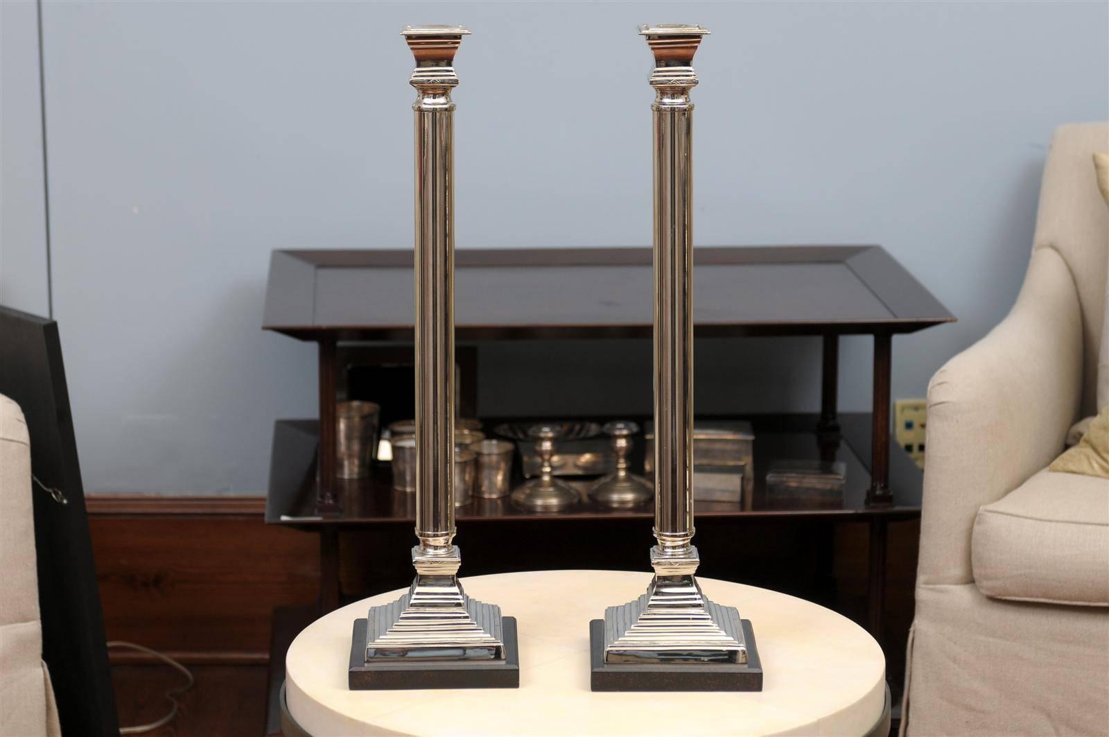 Extra Tall Silver Candlesticks For Sale 1