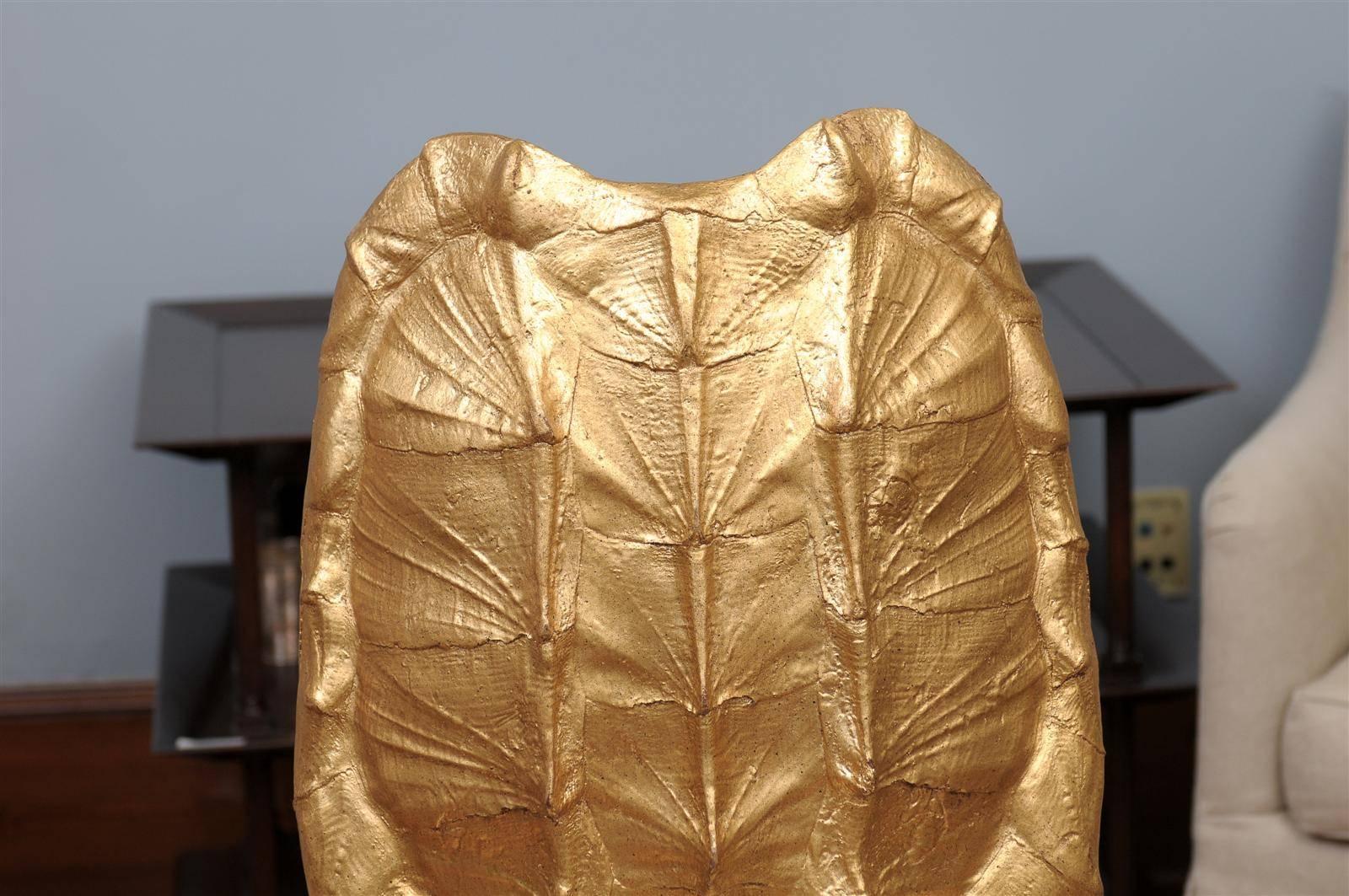 Contemporary Snapping Turtle Shell on Stand-Gold Leaf