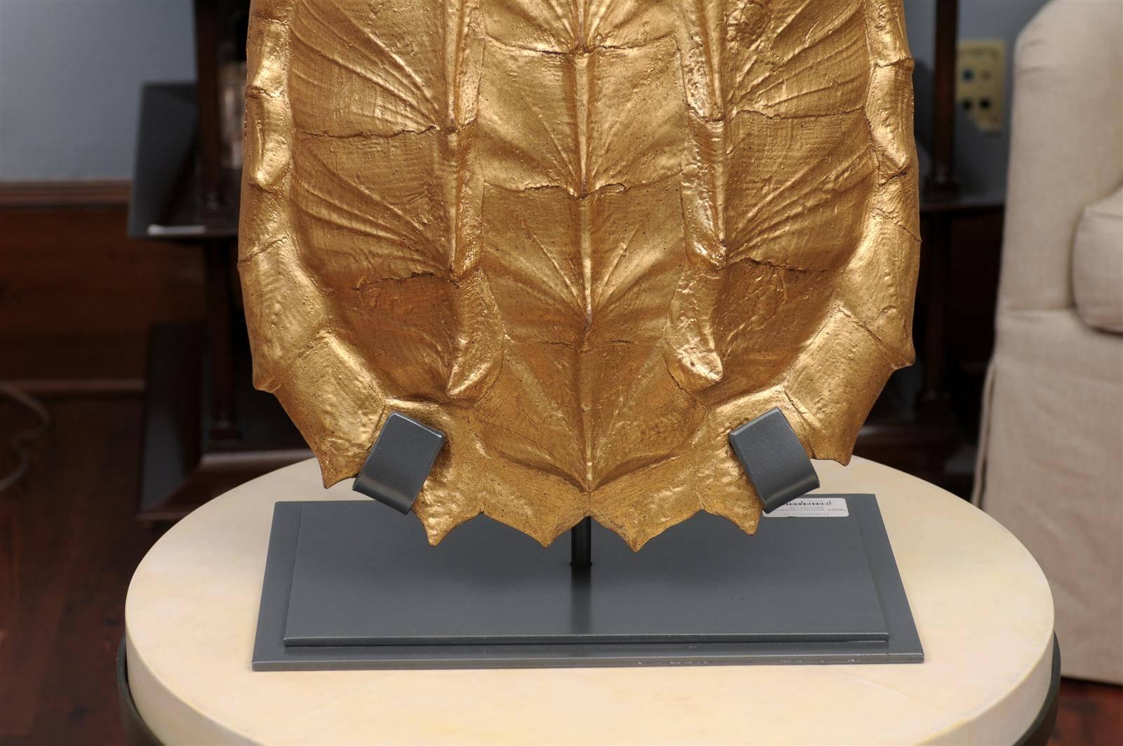 Snapping Turtle Shell on Stand-Gold Leaf 1