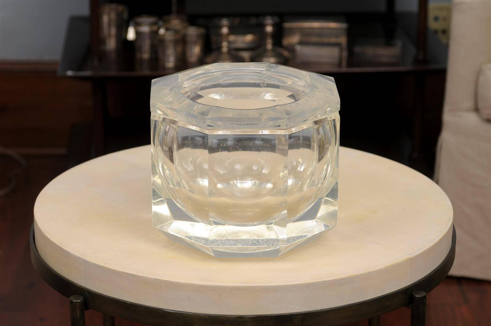 Late 20th Century Octagonal Lucite Ice Bucket, Mid-Century