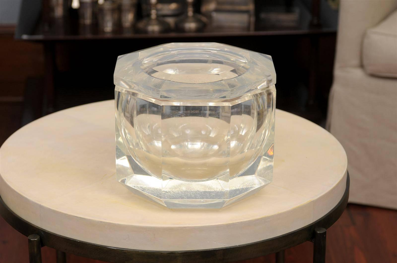 Octagonal Lucite Ice Bucket, Mid-Century 1