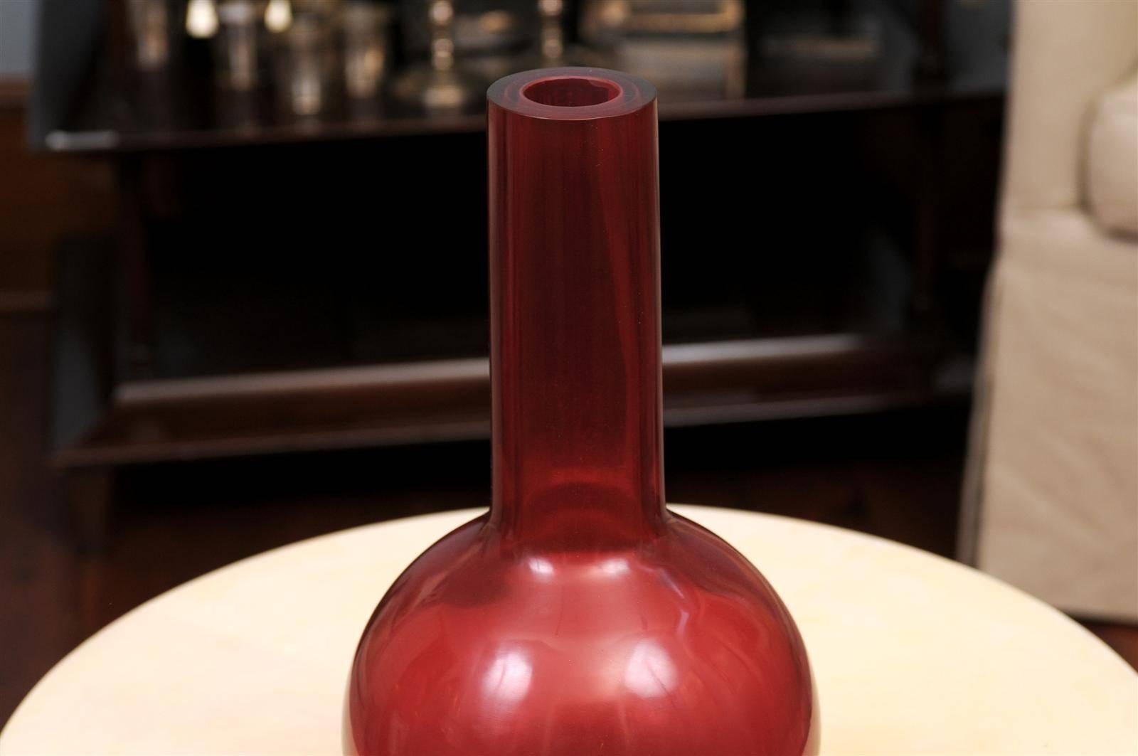 Peking Gourd Vase, Translucent Red by Robert Kuo In Good Condition In Atlanta, GA