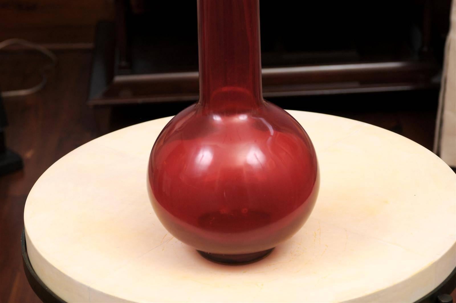 Contemporary Peking Gourd Vase, Translucent Red by Robert Kuo