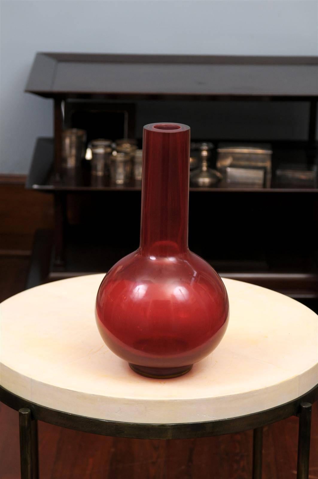 Glass Peking Gourd Vase, Translucent Red by Robert Kuo