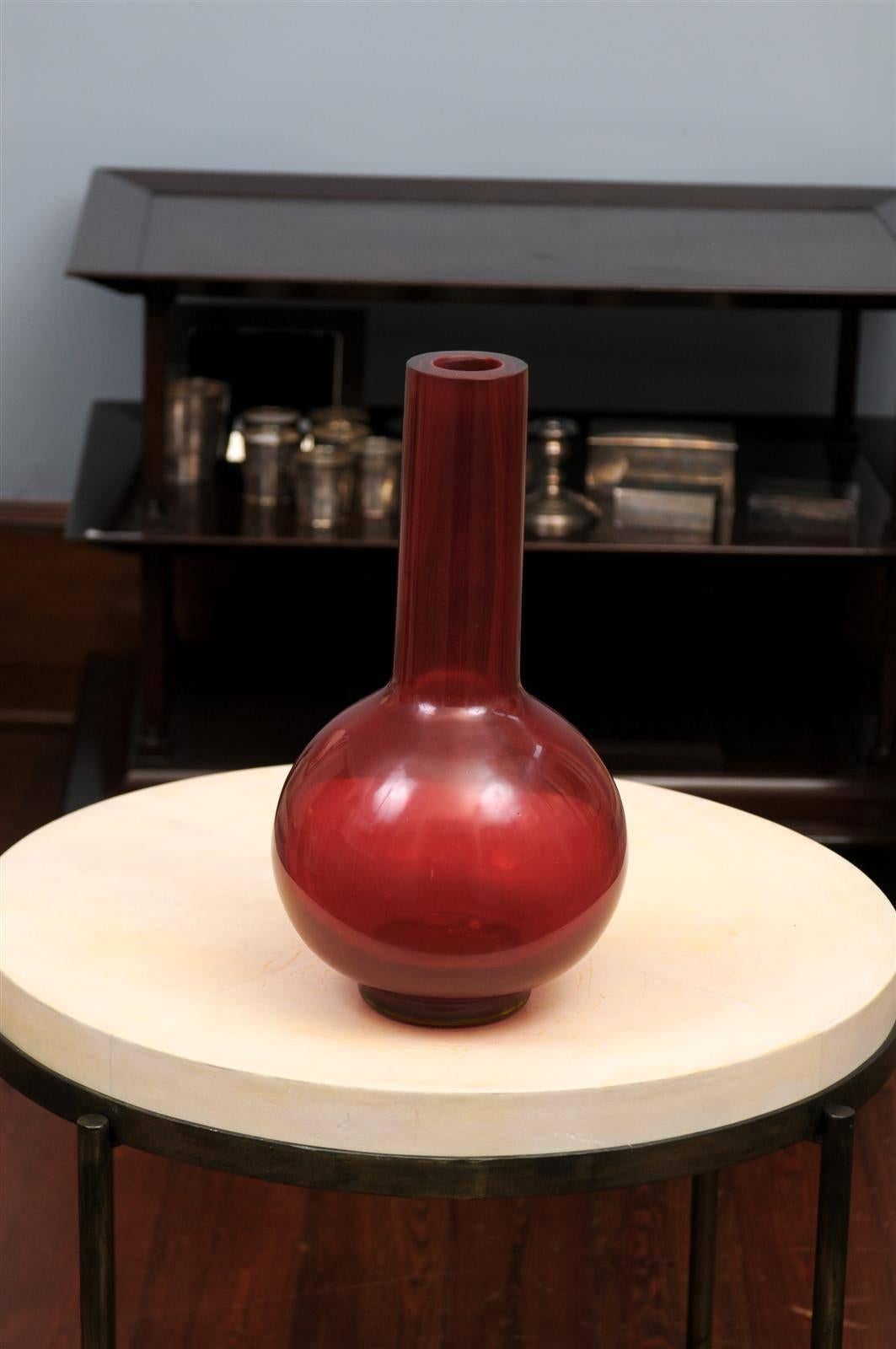 Peking Gourd Vase, Translucent Red by Robert Kuo 1