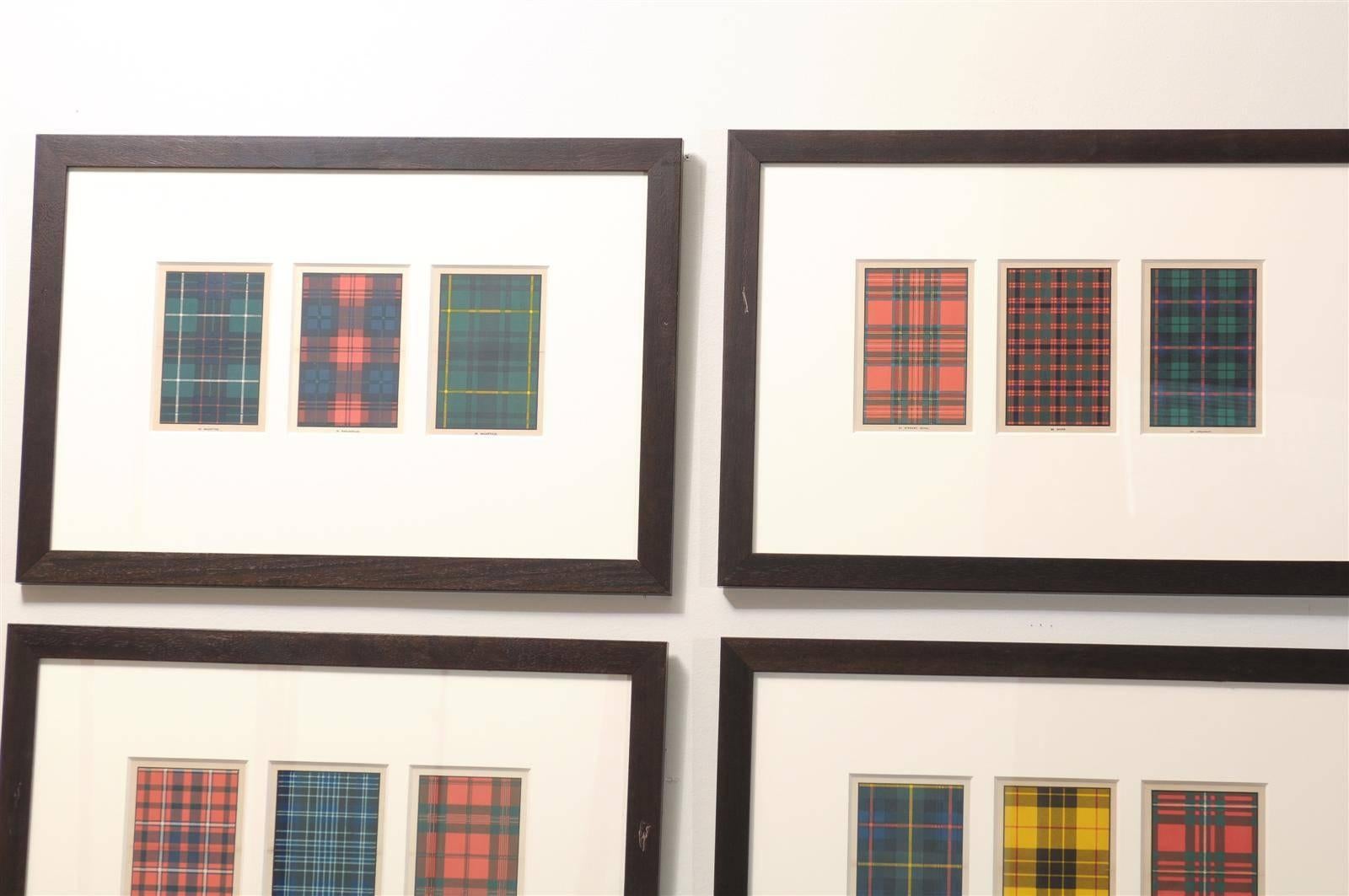Custom Framed Plaid Patterns, Set of Nine In Excellent Condition In Atlanta, GA