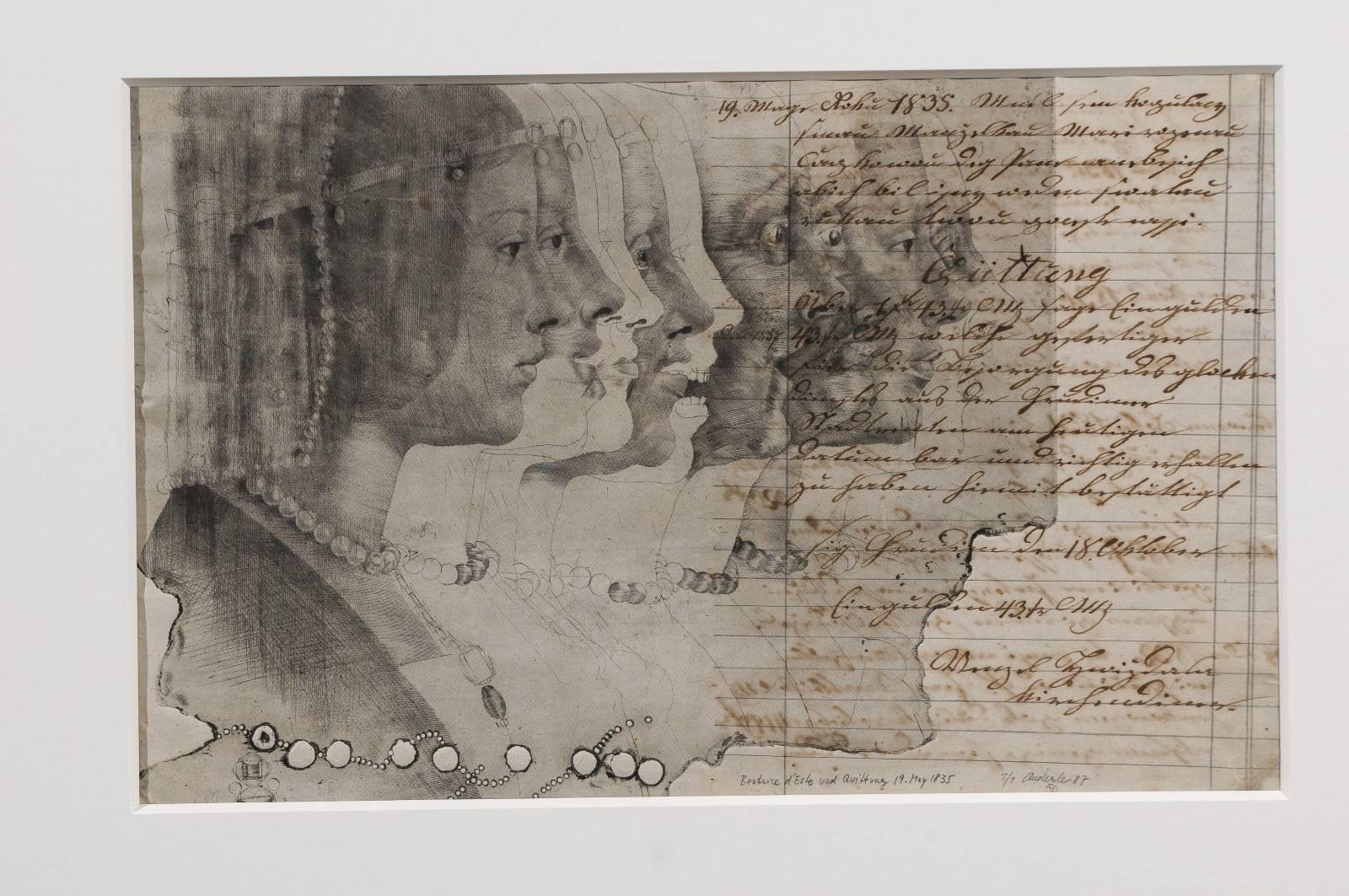 Jiri Anderle, Czech - Beatrice d'Este, monoprint: etching with unique handwork 4