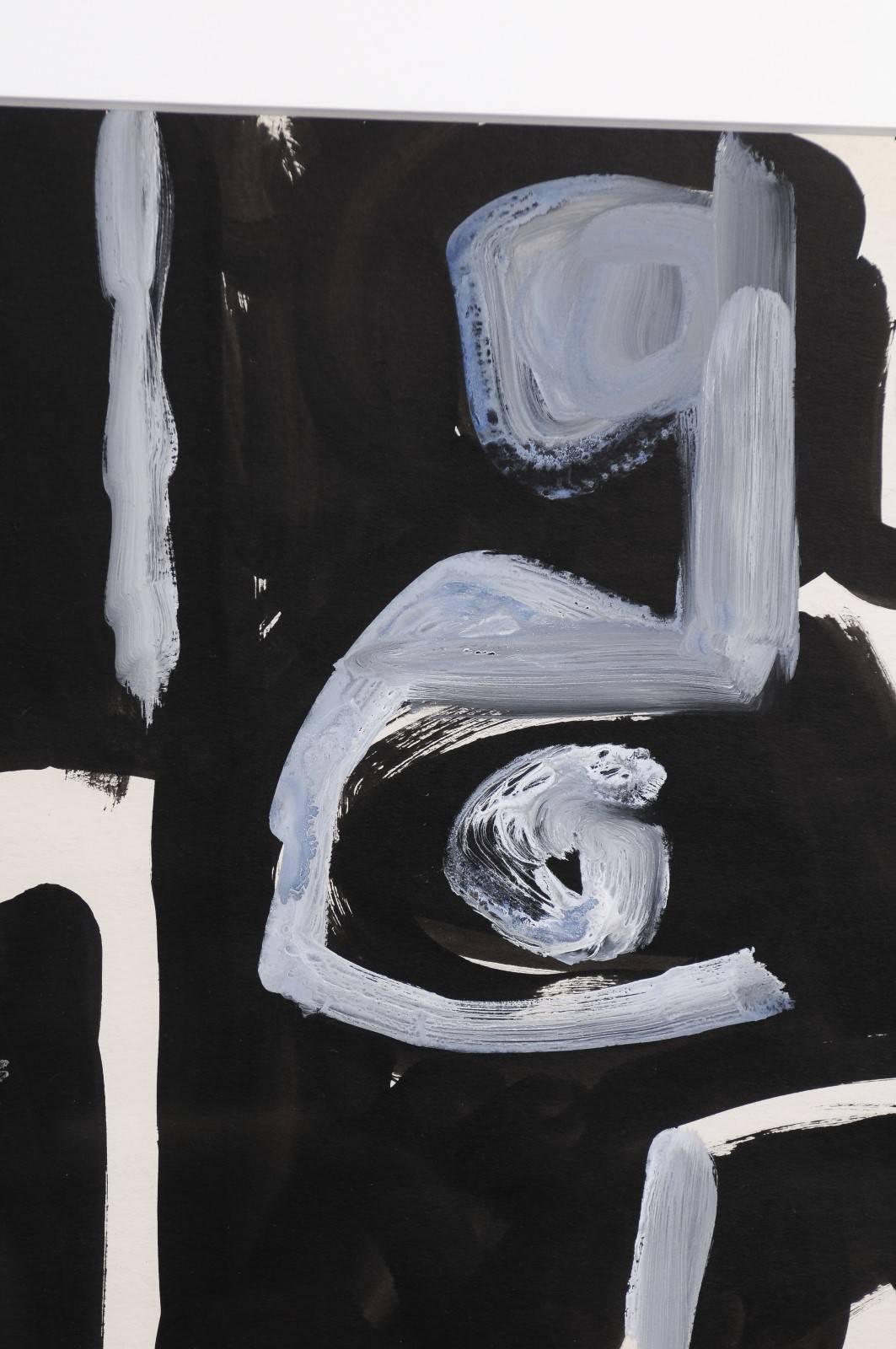 Jacques Nestle, black and white, original abstract art, black frame, large.