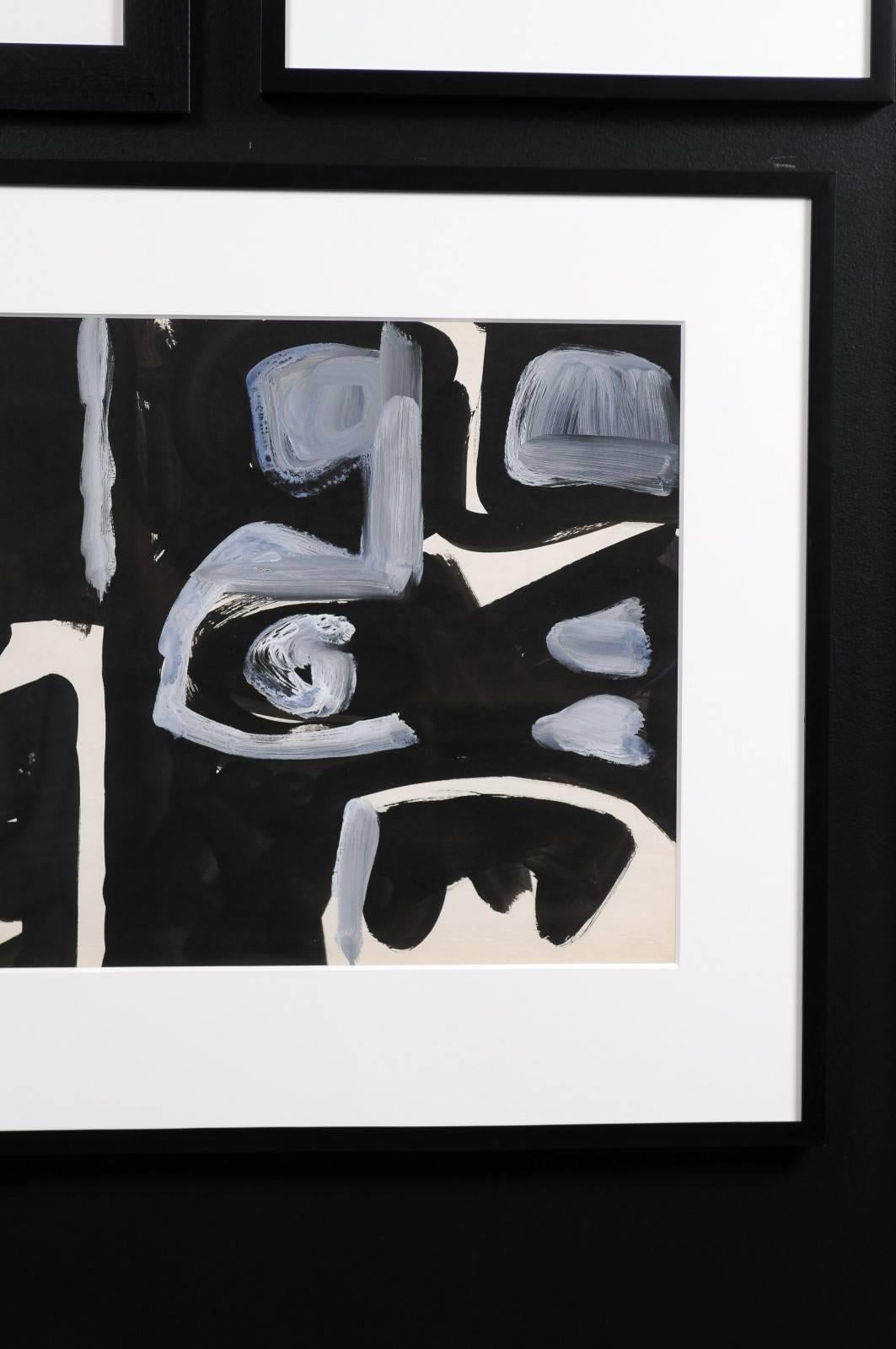 Jacques Nestle, Black and White, Original Abstract Art, Black Frame In Excellent Condition In Atlanta, GA