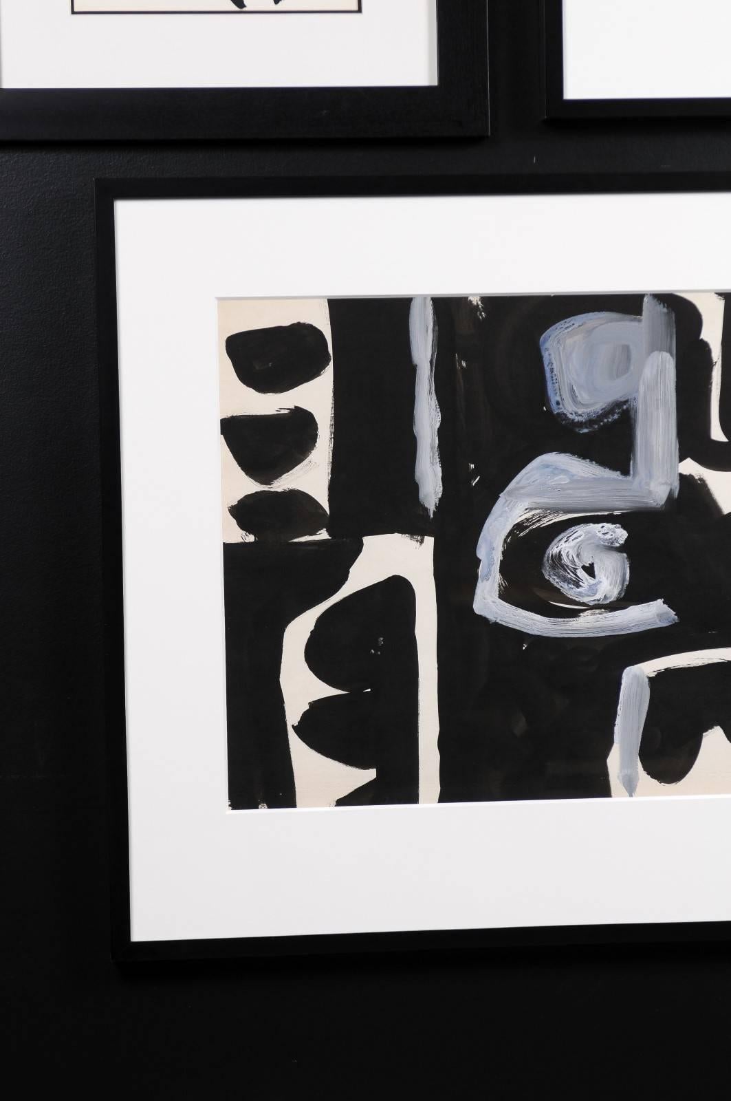 20th Century Jacques Nestle, Black and White, Original Abstract Art, Black Frame