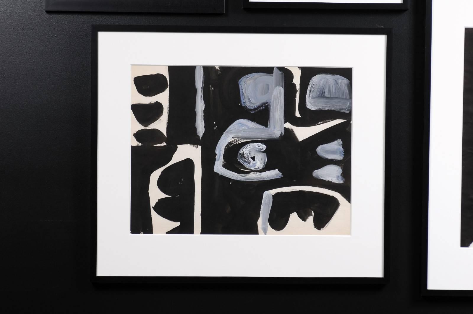 Wood Jacques Nestle, Black and White, Original Abstract Art, Black Frame