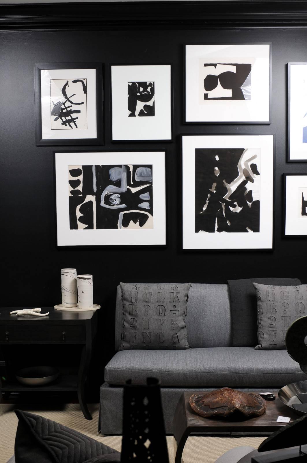 Jacques Nestle, Black and White, Original Abstract Art, Black Frame 1