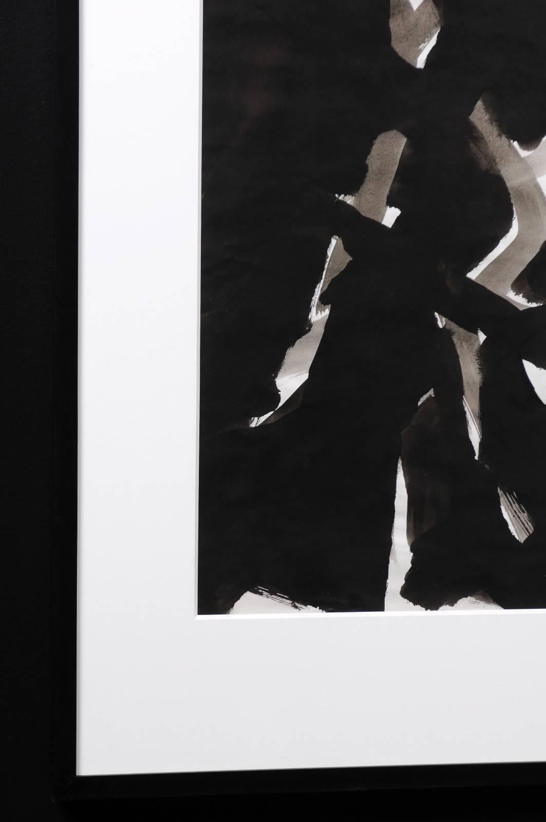 French Jacques Nestle, Black and White Abstract, Framed