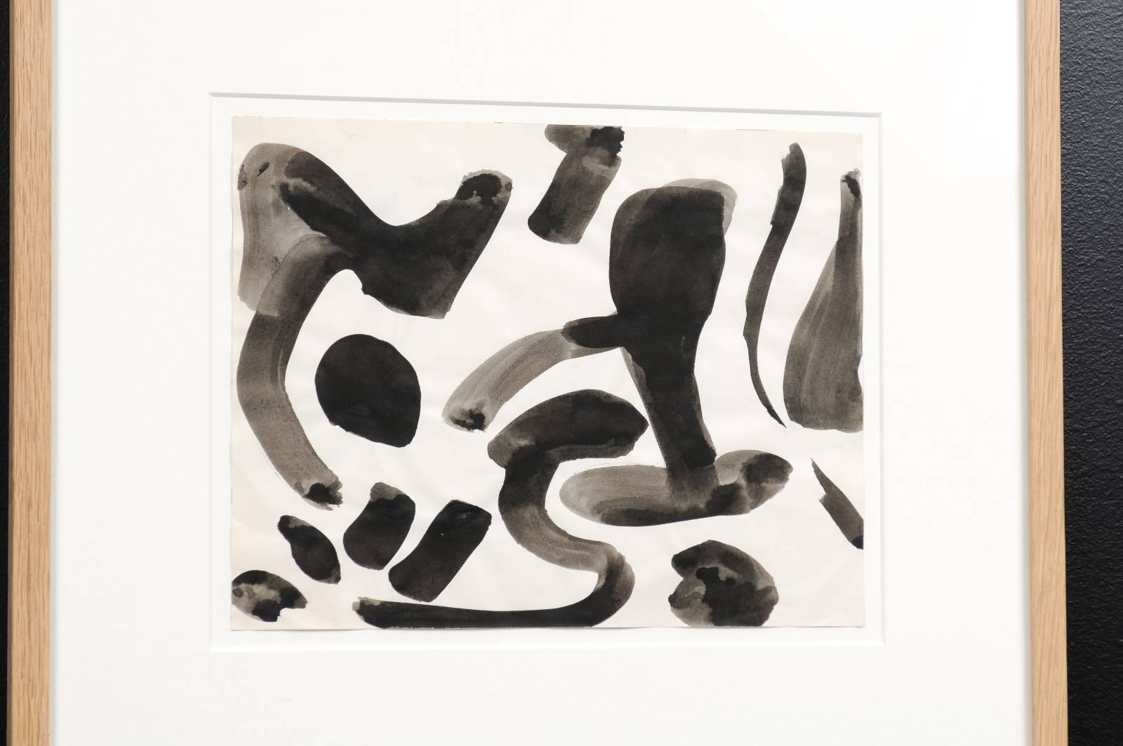 Jacques Nestle, Original Black and White Artwork in Walnut Frame 3