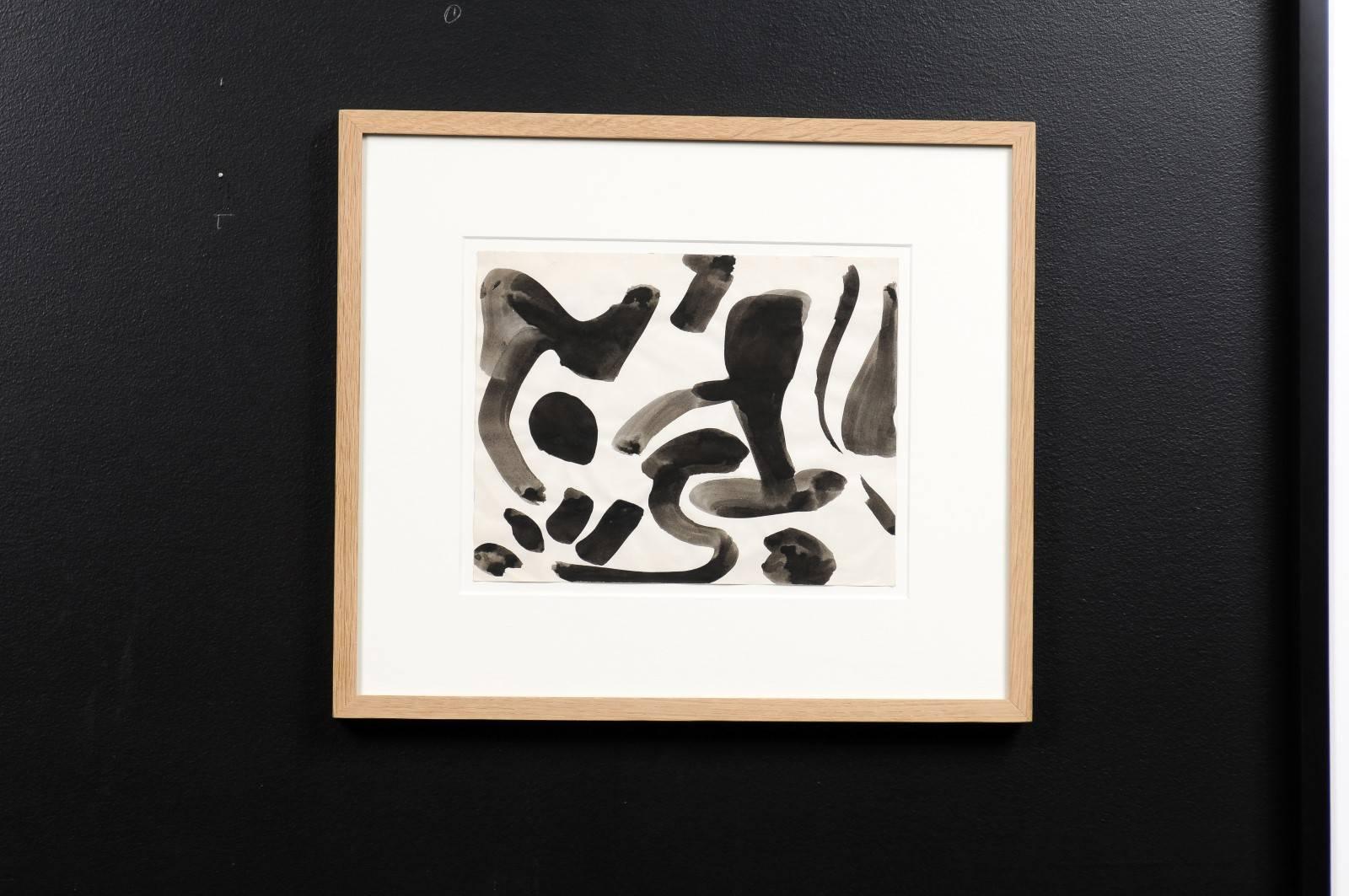 Jacques Nestle, Original Black and White Artwork in Walnut Frame 5