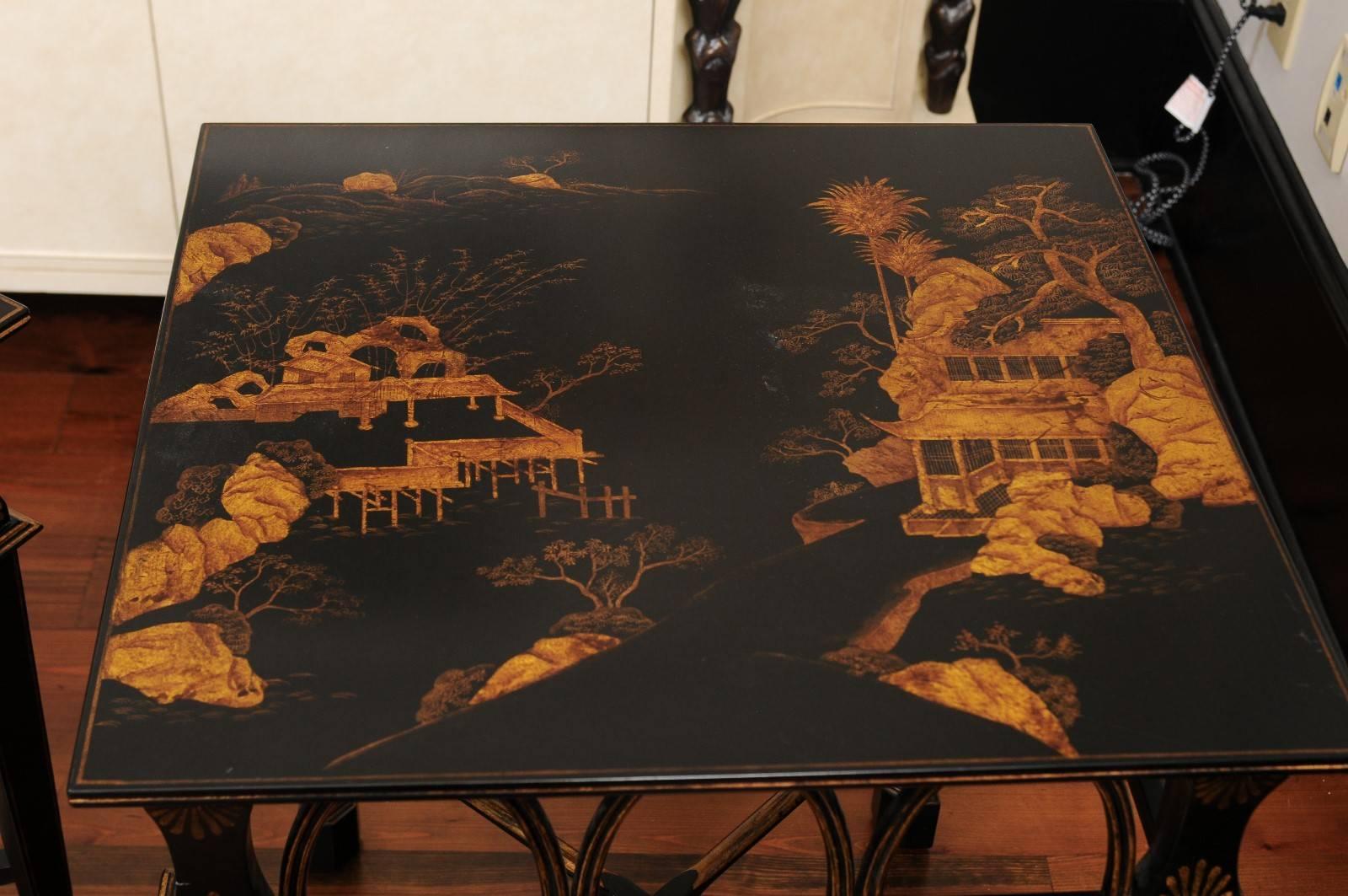 Hand-Painted EJ Victor Chinoiserie Side Table 5