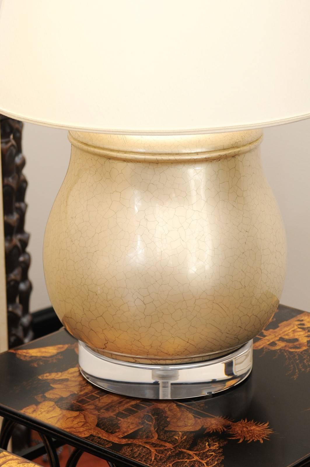 Metallic Finish Potbelly Form Lamp with Brand New Acrylic Bases 1