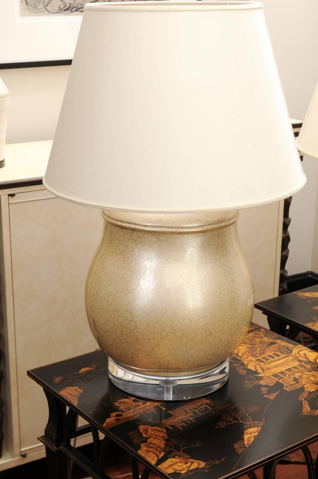 Metallic Finish Potbelly Form Lamp with Brand New Acrylic Bases 2