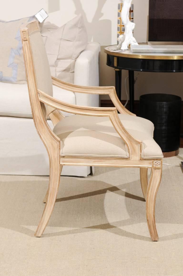 Wood Neo-Classical Painted Arm Chair