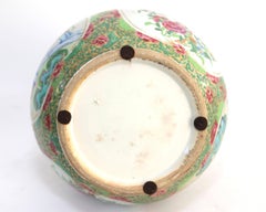 Pair of 19th Century Chinese Export Rose Mandarin Bottle Form Vases