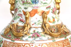 Large Pair of 19th Century, Rose Mandarin Chinese Export Vases