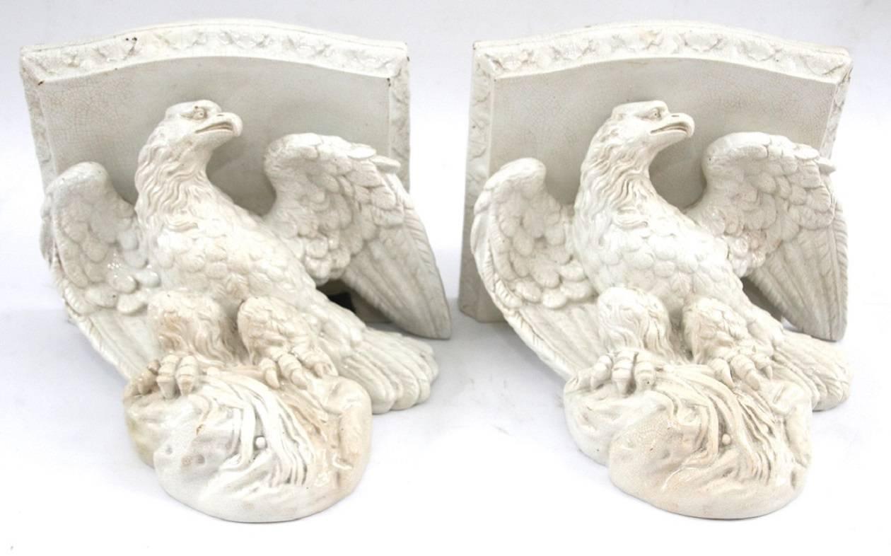 Pair of 19th Century Porcelain Eagle Form Wall Shelves In Excellent Condition For Sale In Woodbury, CT