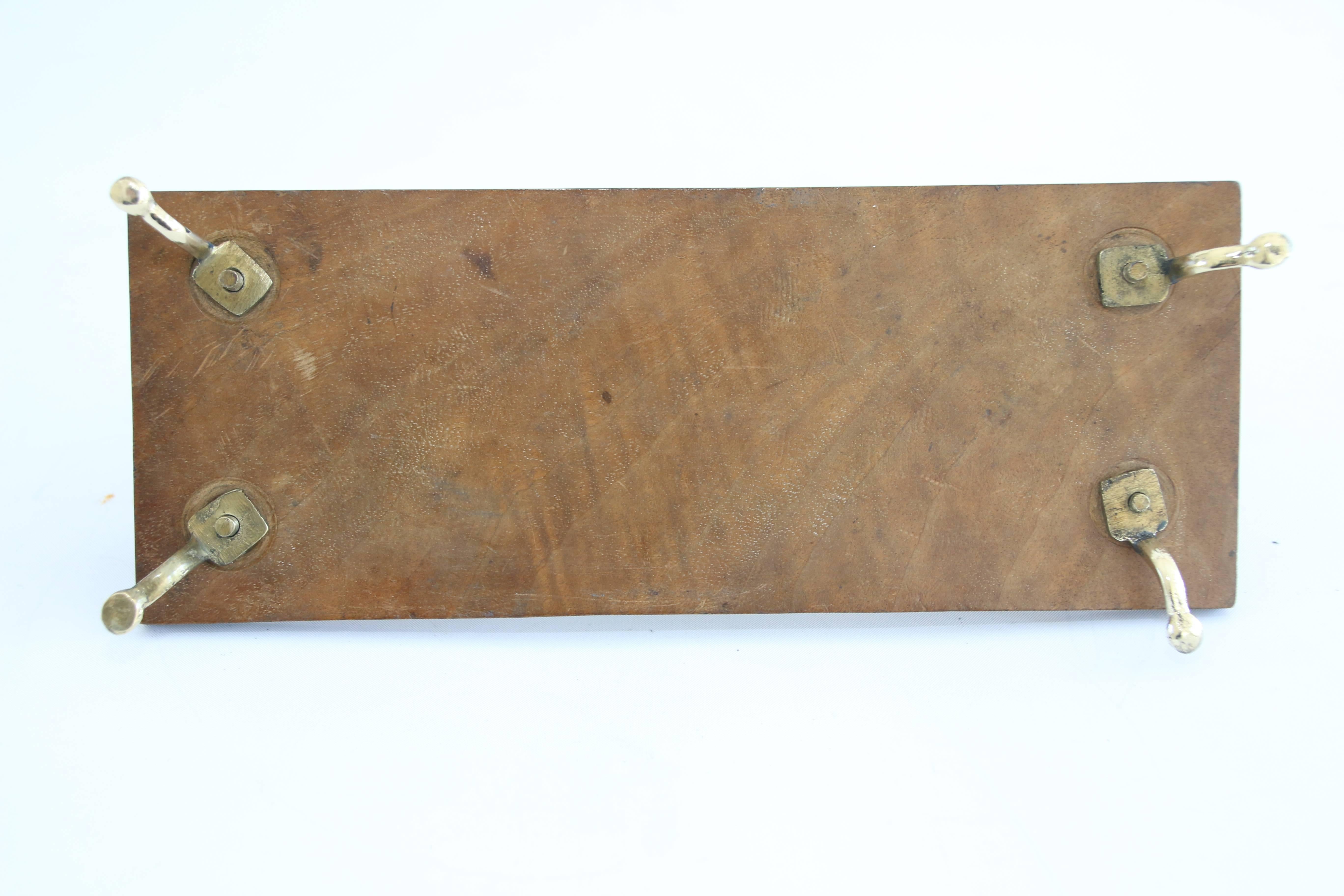 Late 18th Century Brass Standish on Wooden Base In Excellent Condition For Sale In Woodbury, CT