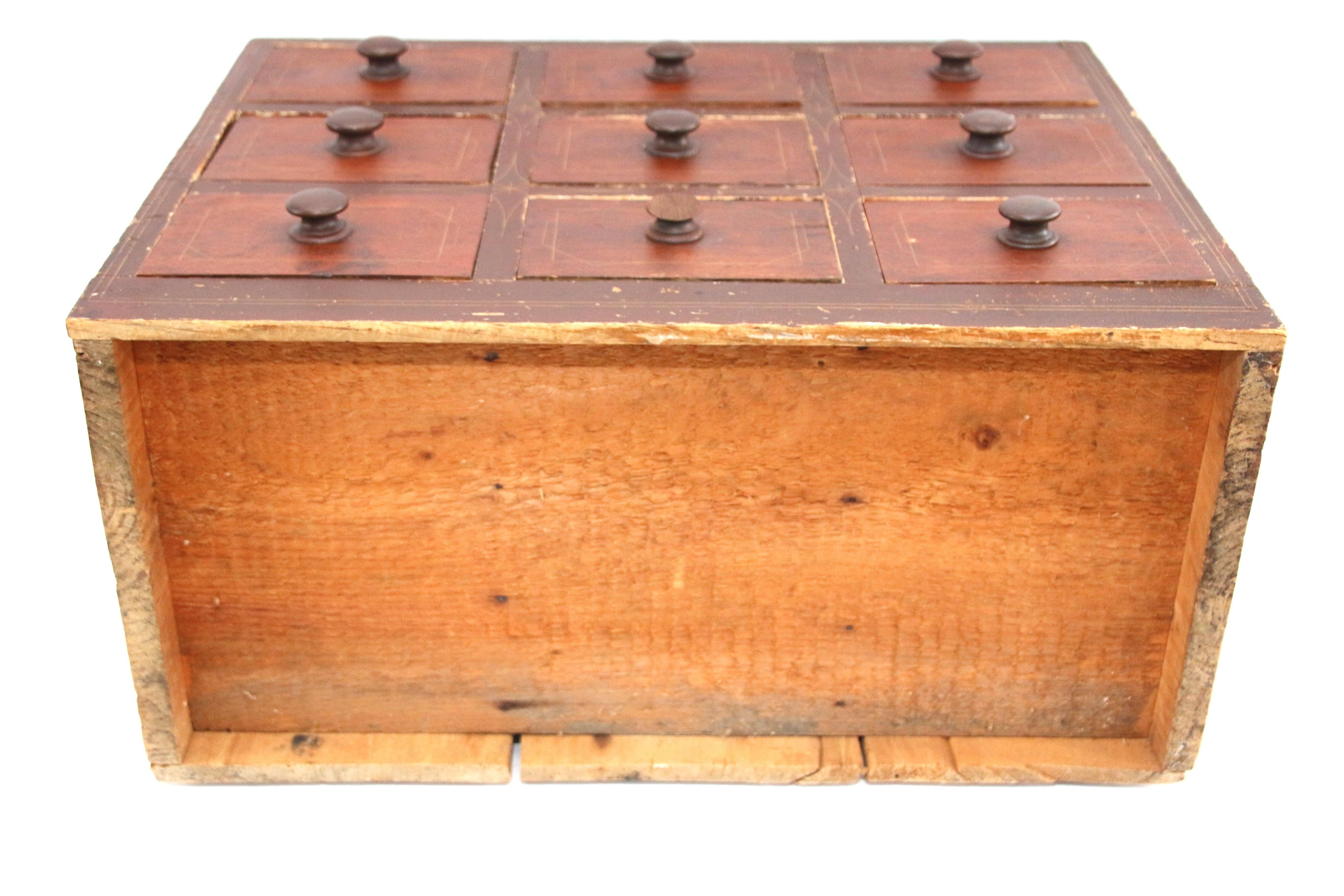 19th Century Red Painted Vermont Apothecary or Spice Chest For Sale 1