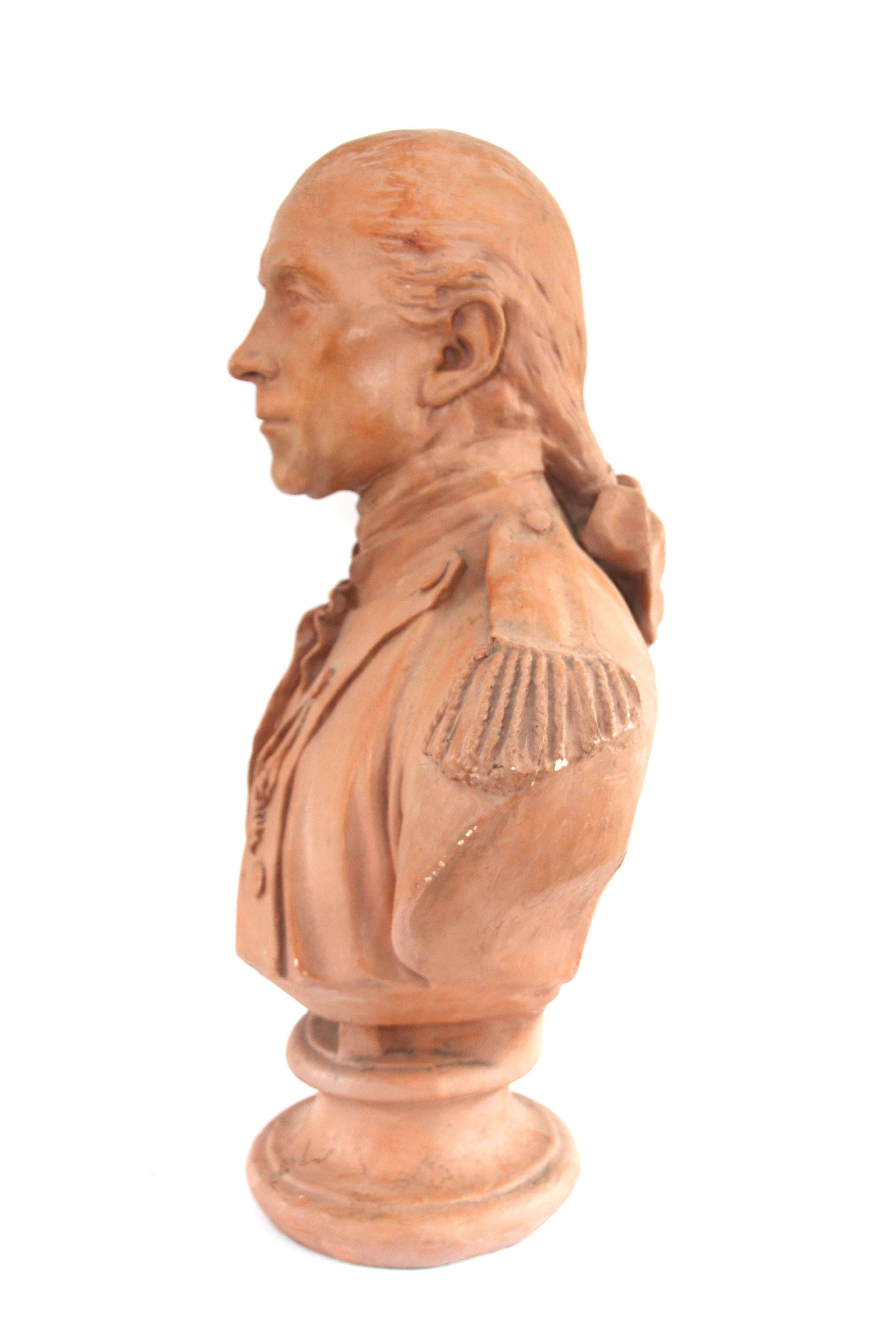 Late 19th Century Painted Plaster Bust of John Paul Jones In Good Condition For Sale In Woodbury, CT