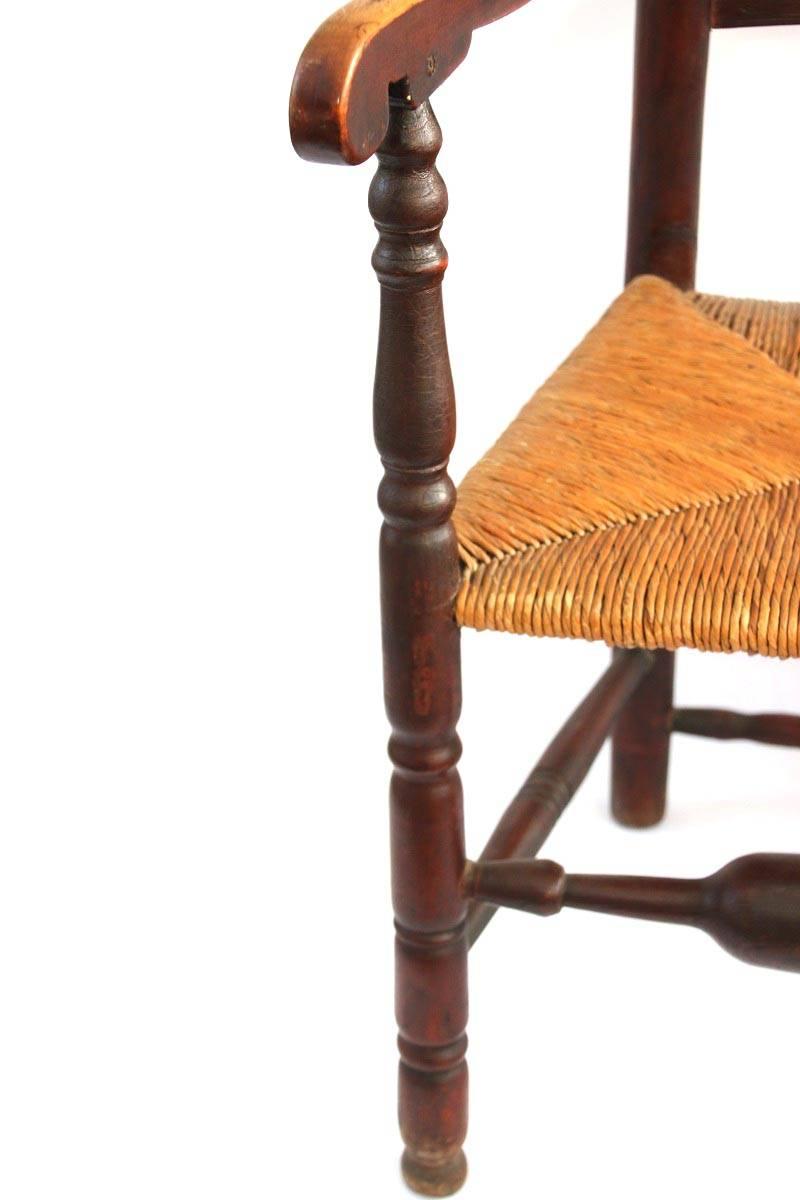 Maple 18th Century Coastal Connecticut Ladderback Chair in Original Red Paint For Sale