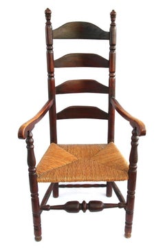 18th Century Coastal Connecticut Ladderback Chair in Original Red Paint