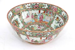 19th Century Chinese Export Porcelain Rose Medallion Punch Bowl