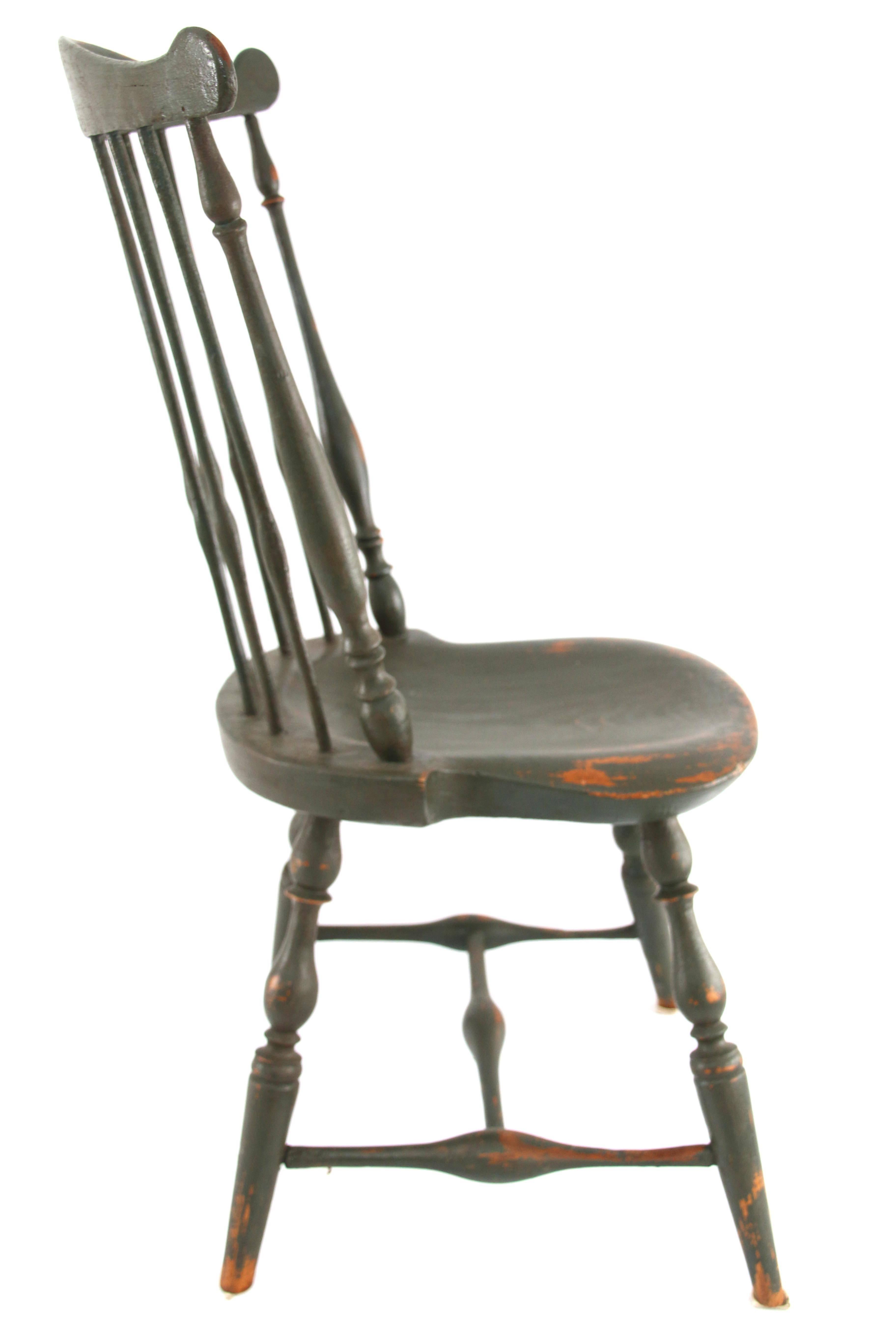 Connecticut Windsor Side Chair Signed I. Clark, circa 1800 In Excellent Condition For Sale In Woodbury, CT
