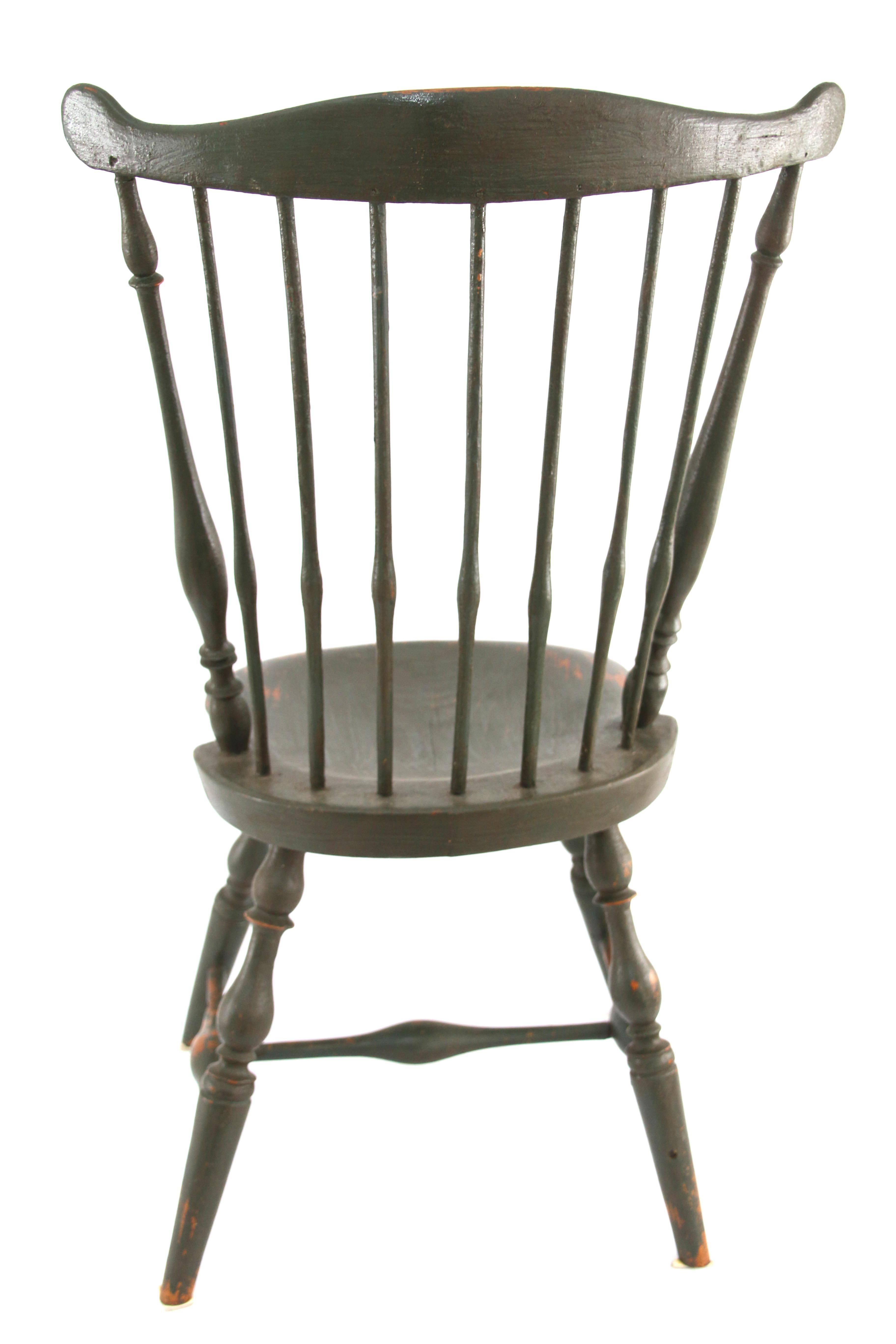 Early 19th Century Connecticut Windsor Side Chair Signed I. Clark, circa 1800 For Sale