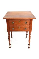 Early 19th Century Sheraton Two-Drawer Cherry Work Table