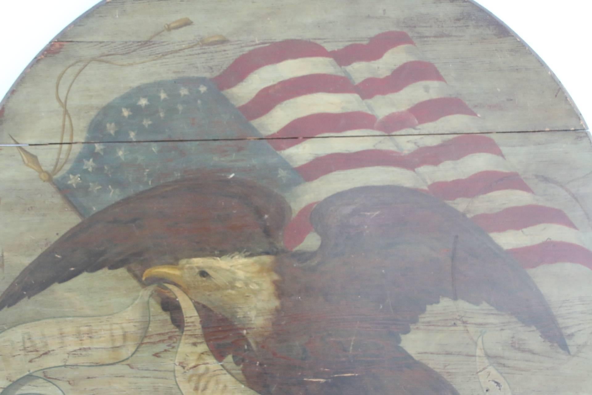 Patriotic 19th Century American Eagle and Flag Pine Wall Plaque In Good Condition In Woodbury, CT