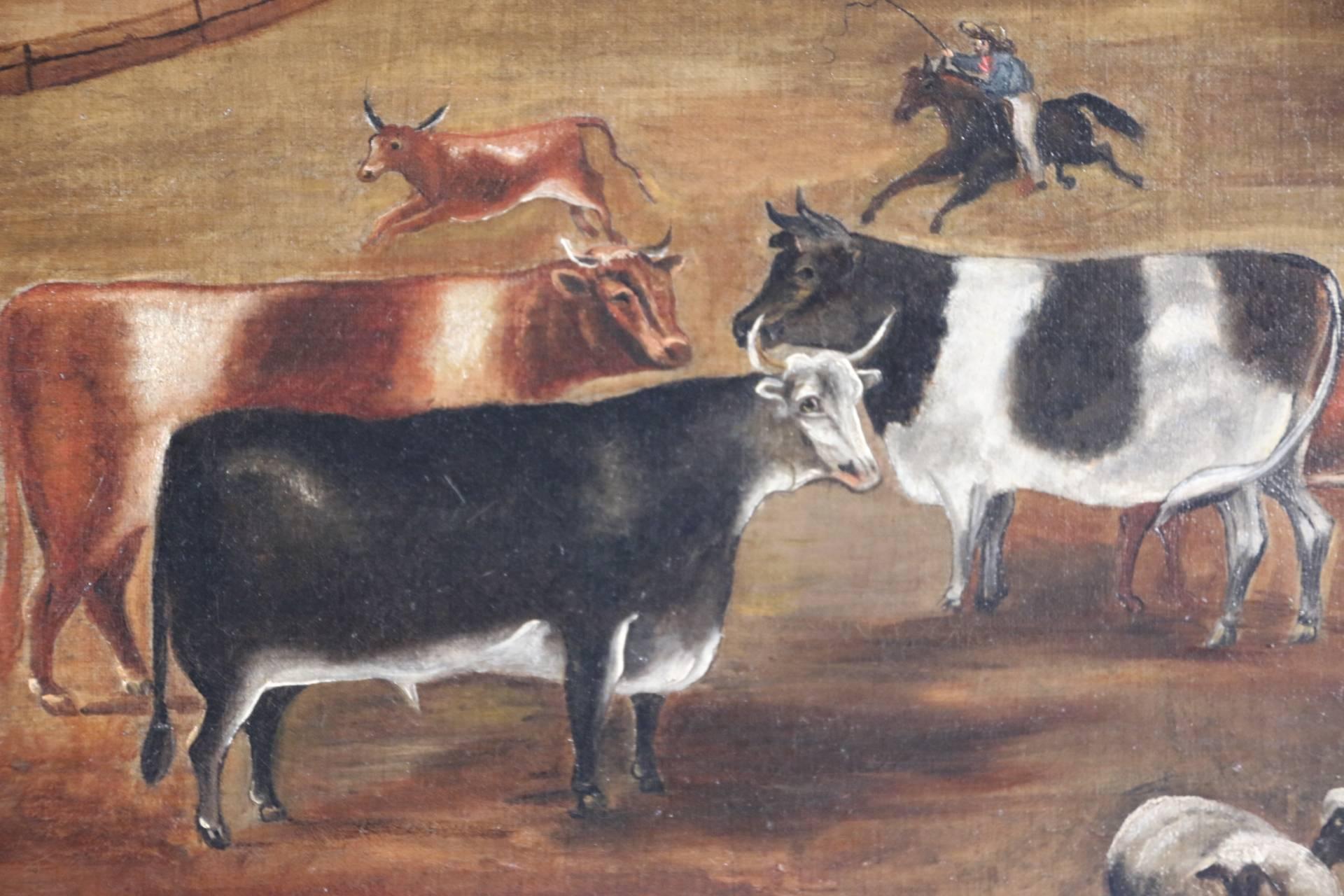 19th Century Farmyard Scene with Livestock and Barns For Sale 3