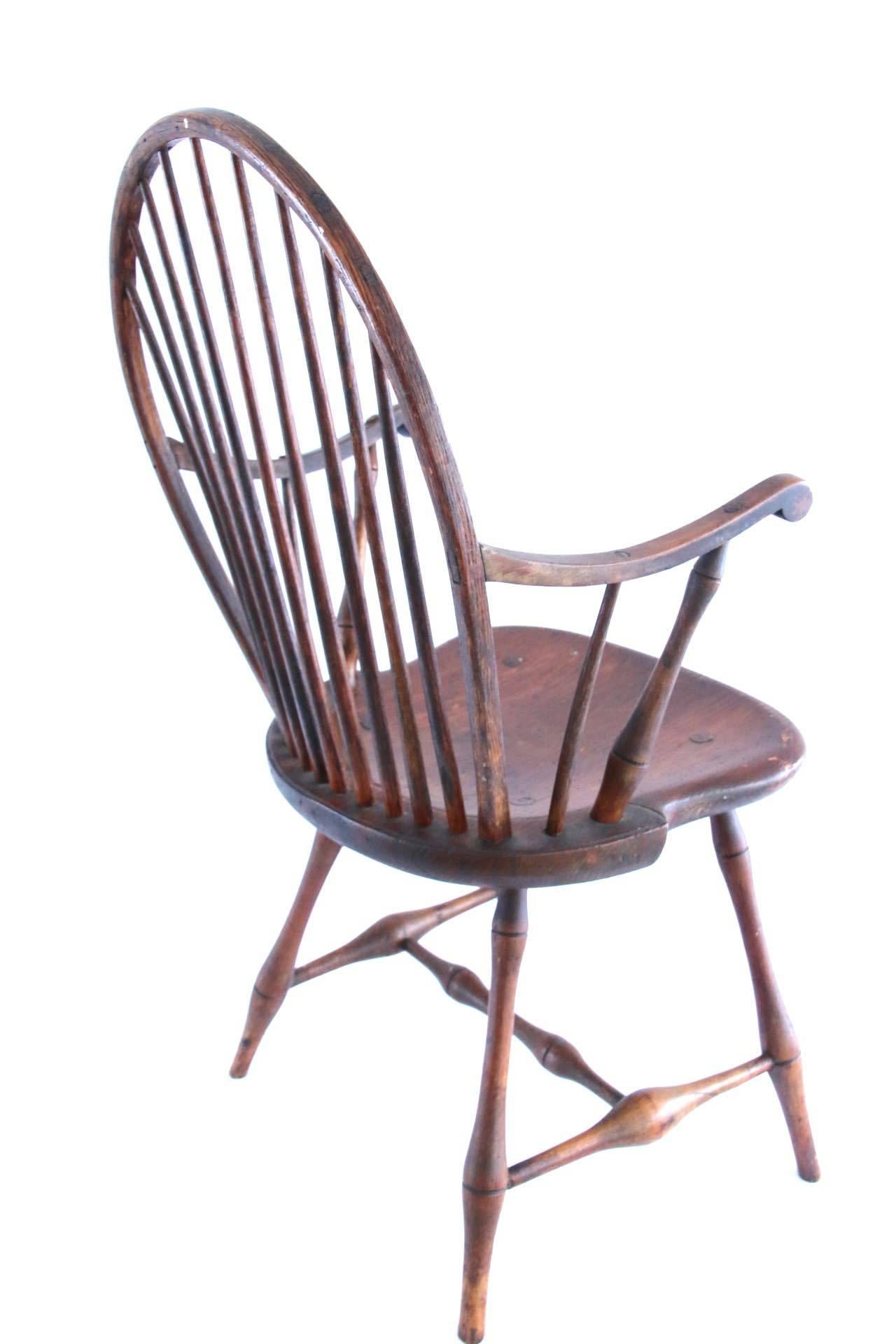 Late 18th Century Rhode Island Nine Spindle Windsor Armchair In Excellent Condition In Woodbury, CT