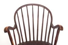 Early 19th Century Pennsylvania Oxblood Red Bowback Windsor Armchair