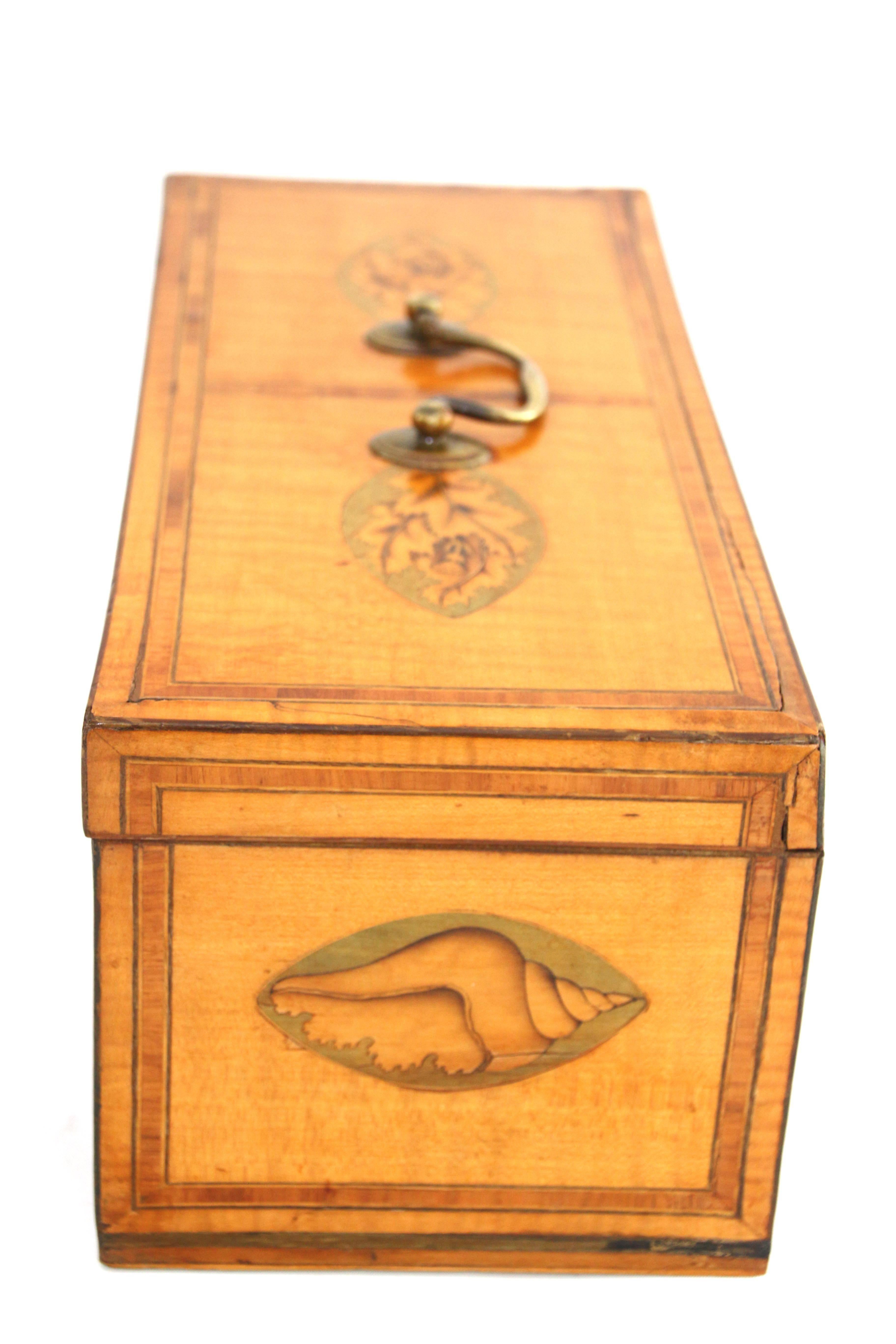 Late 18th Century 18th Century Satinwood Tea Caddy with Oval Inlaid Panels