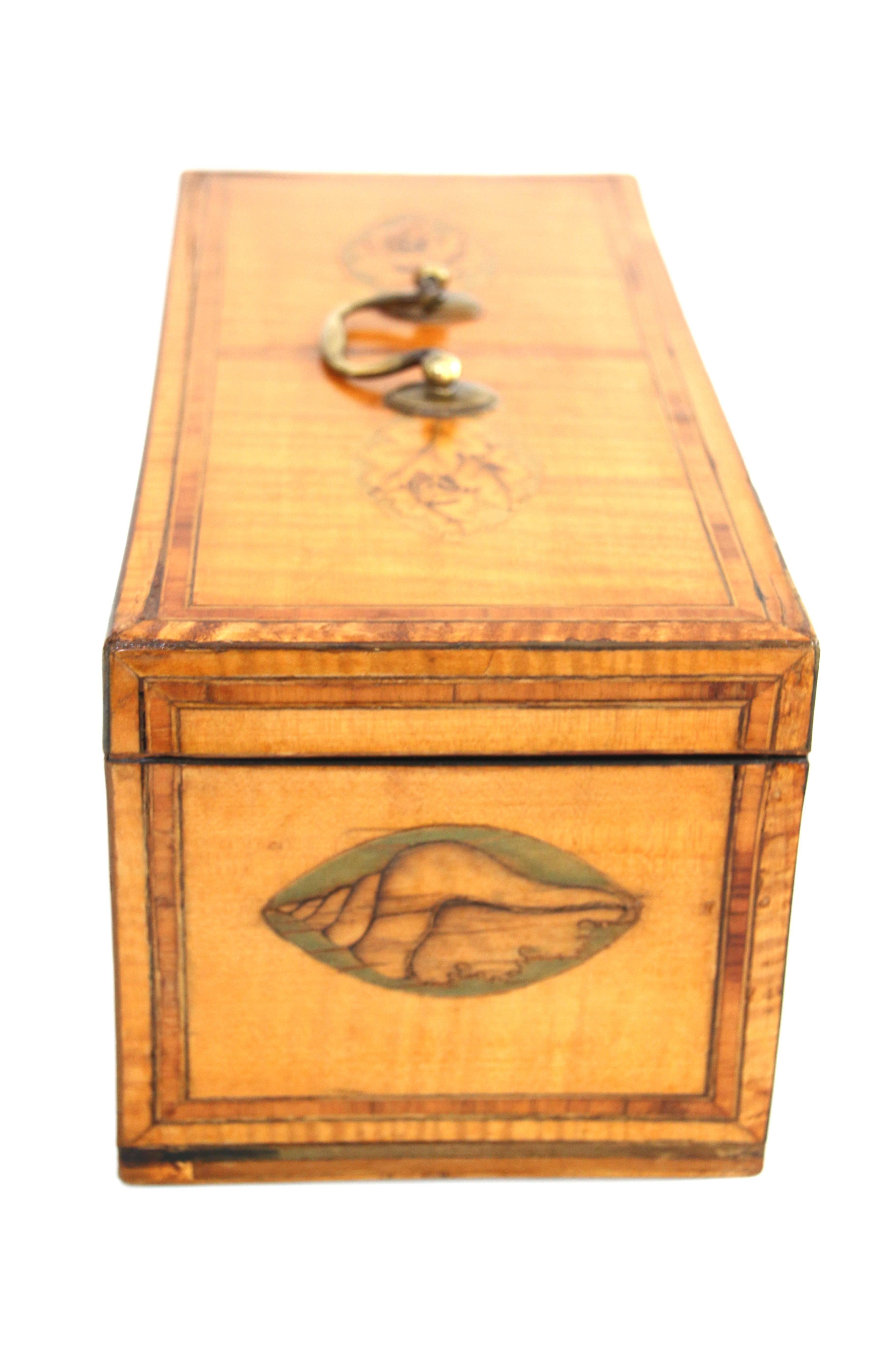 18th Century Satinwood Tea Caddy with Oval Inlaid Panels 2