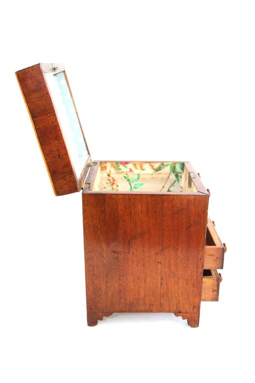 Early 19th Century Miniature Lift Top Dresser Form Jewelry Chest For