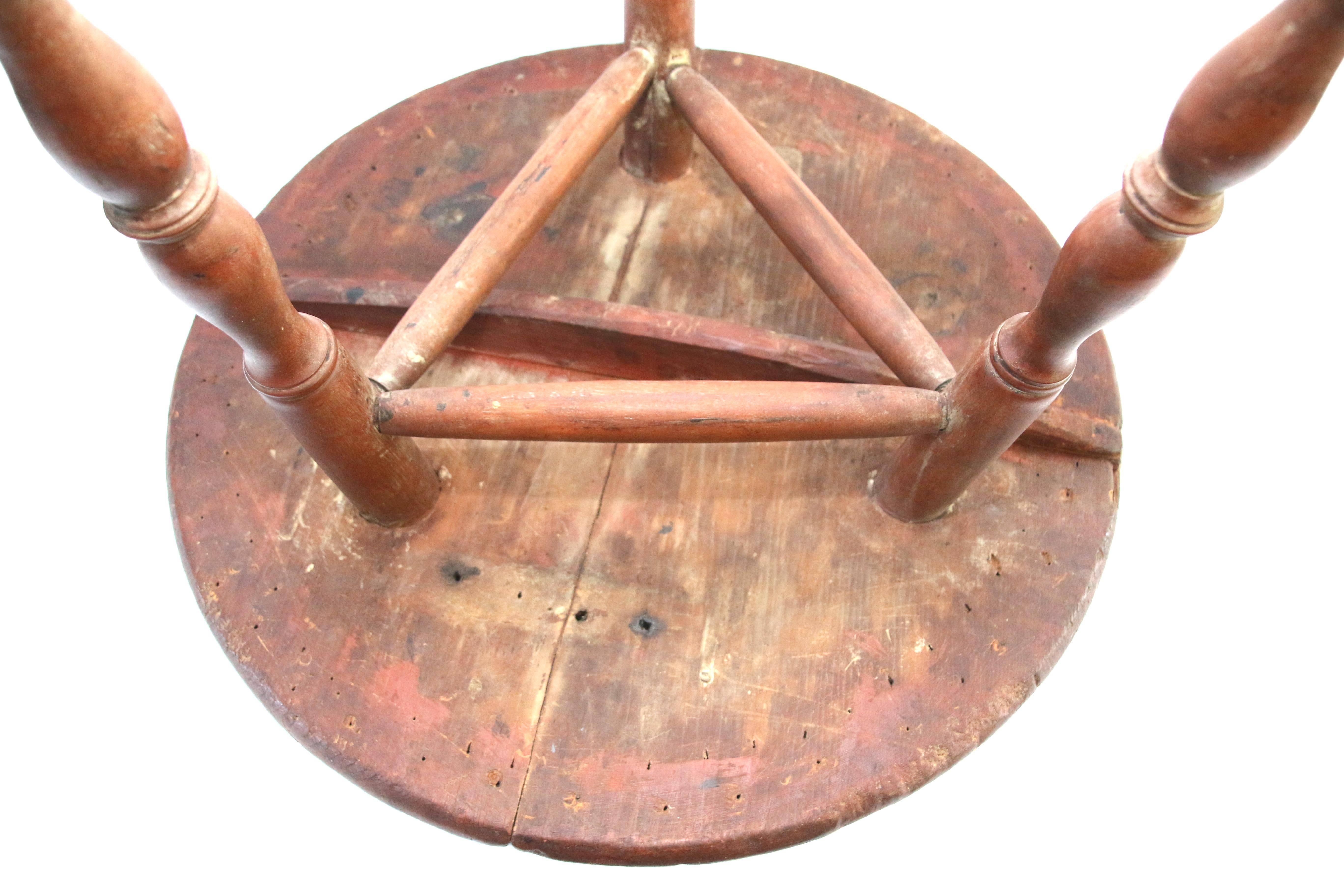 18th Century Red Painted Pennsylvania Windsor Table For Sale 5