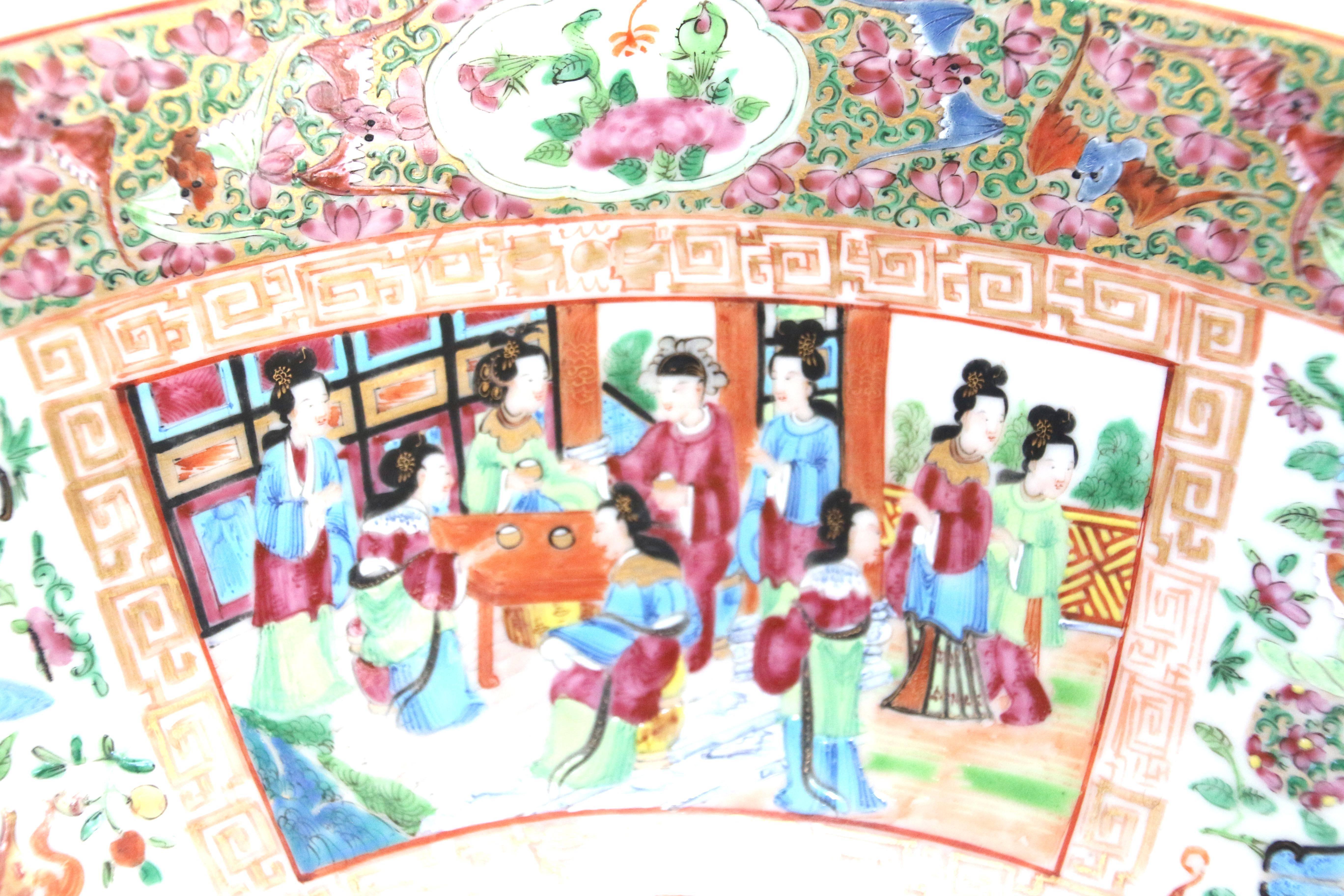 19th Century Chinese Export Rose Mandarin Punch Bowl 2