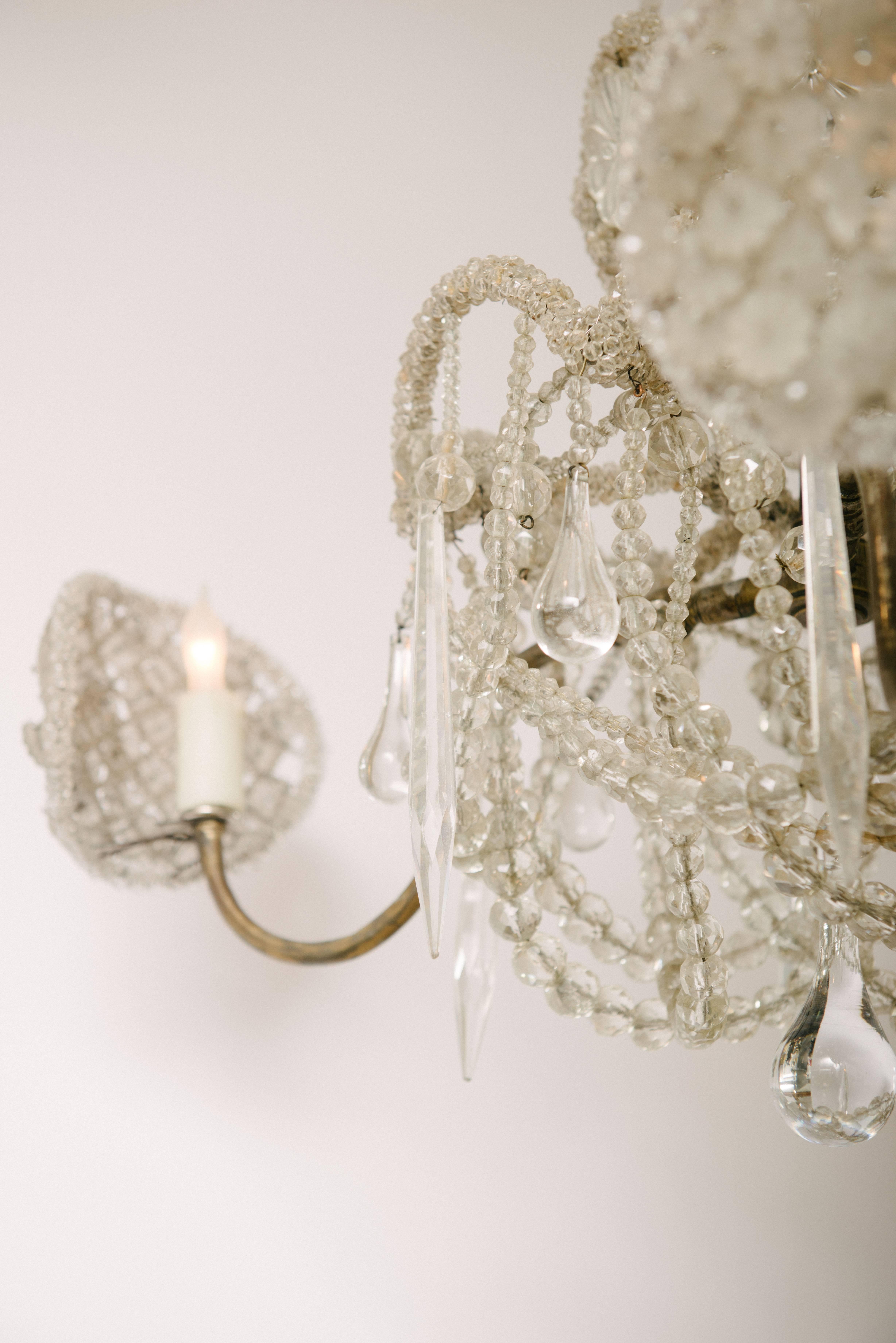 Early 20th Century Crystal and Glass Chandelier 1