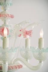 Mid-20th Century Venetian Opaline Glass Chandelier