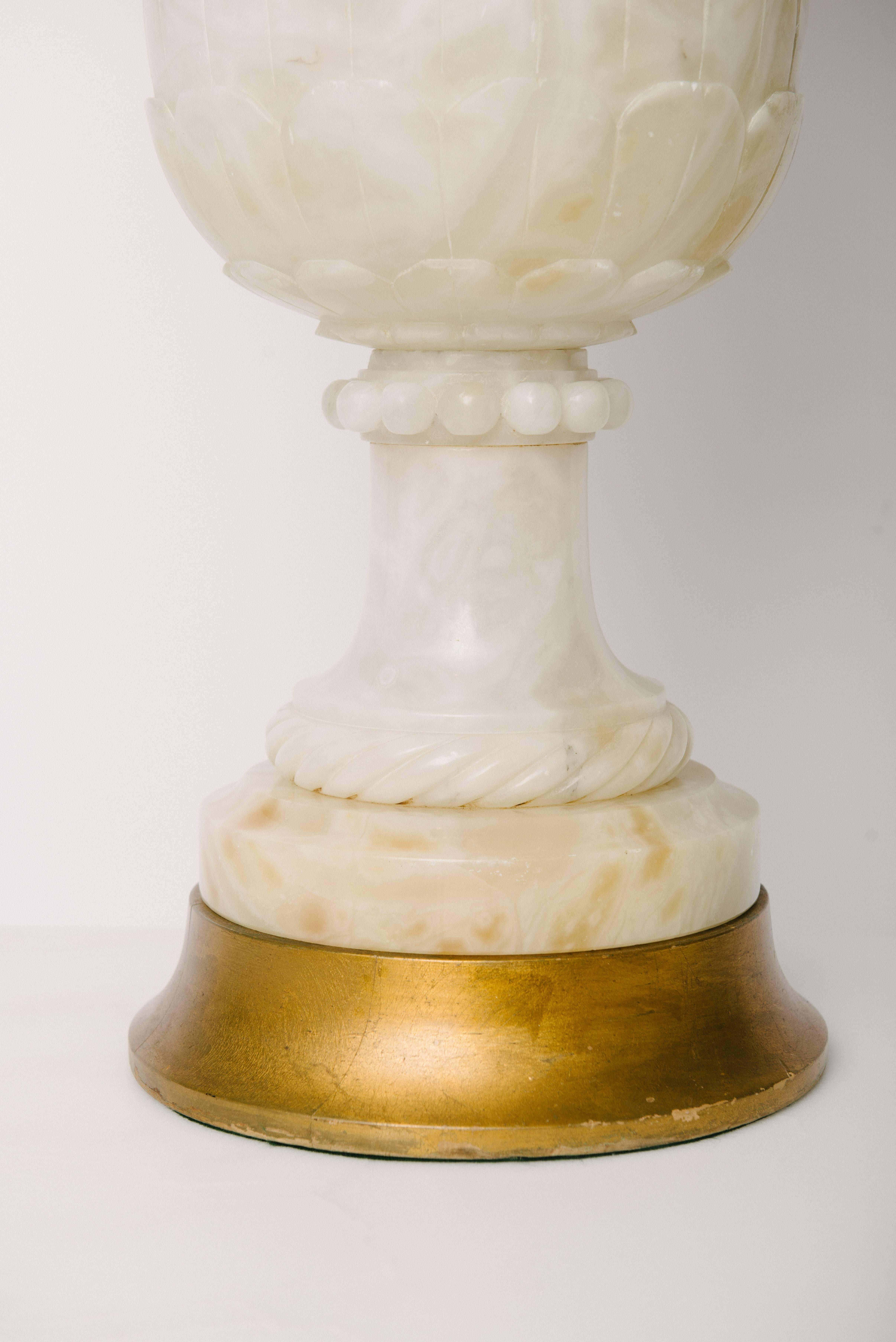 Italian Hand-Carved Pineapple Alabaster Marble Lamp