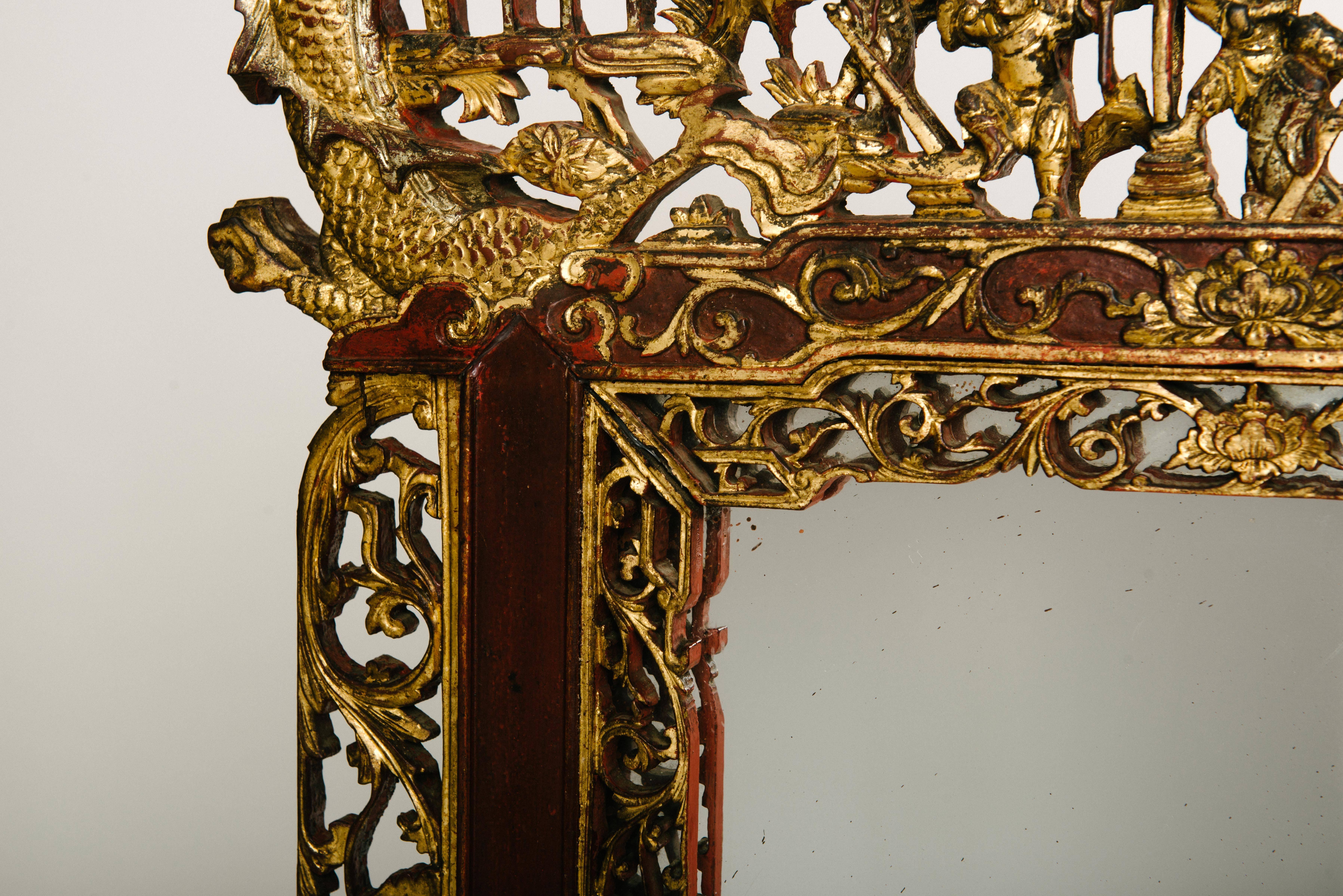 19th Century Chinese Carved Hall Mirror 1