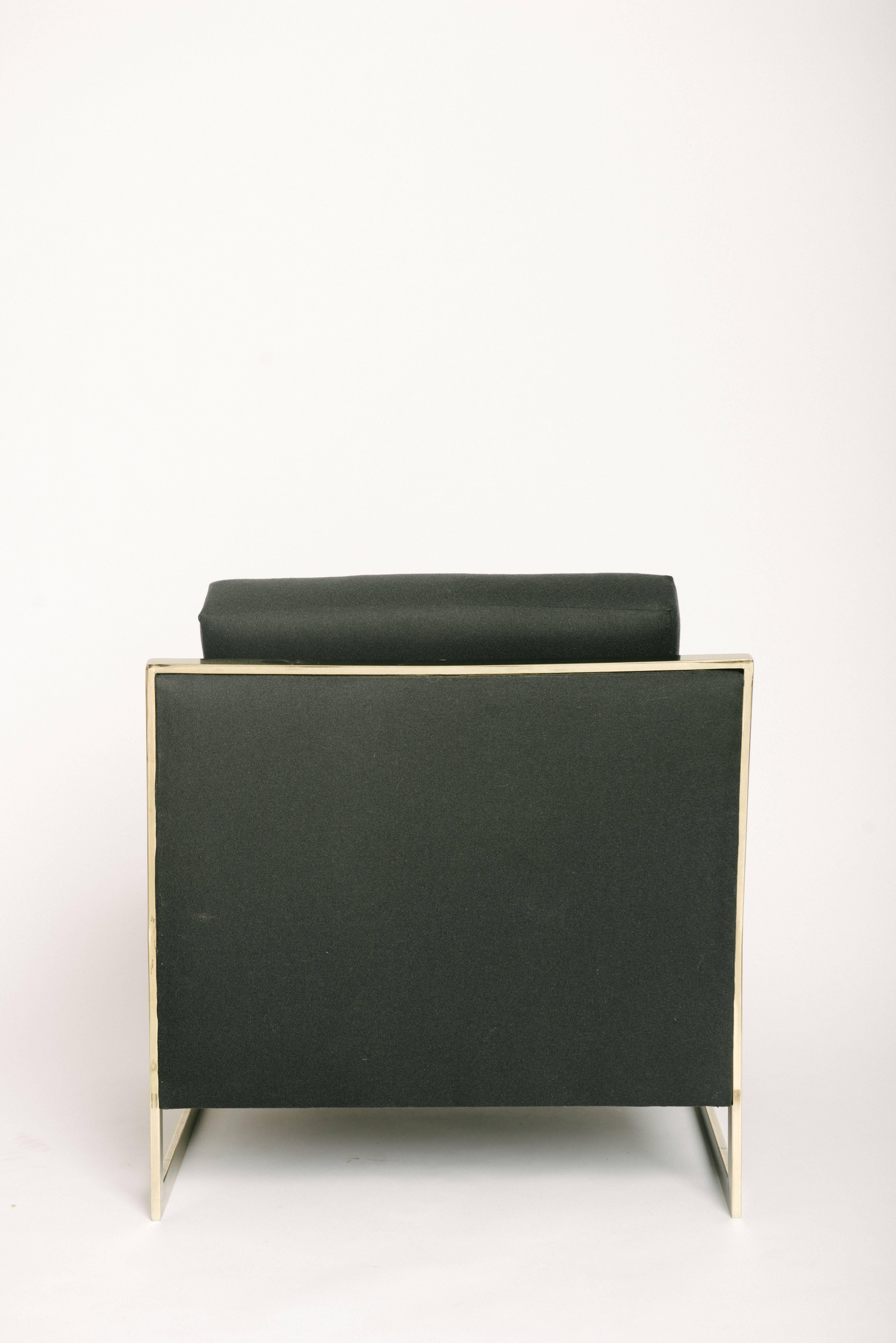 American  Milo Baughman Brass Cantilevered Lounge Chair